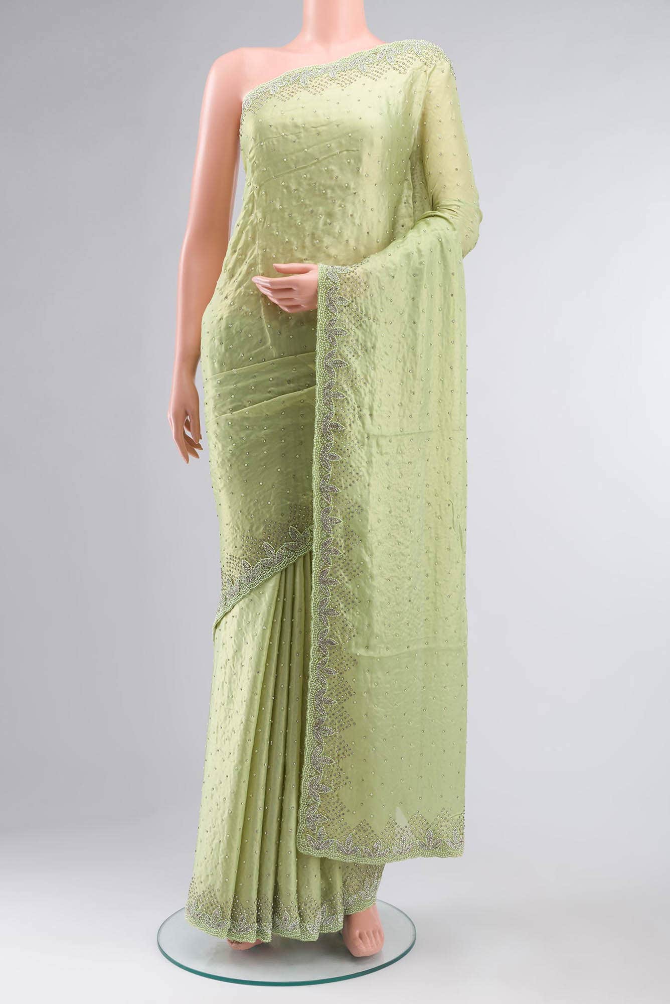 Green Blended Georgette Saree