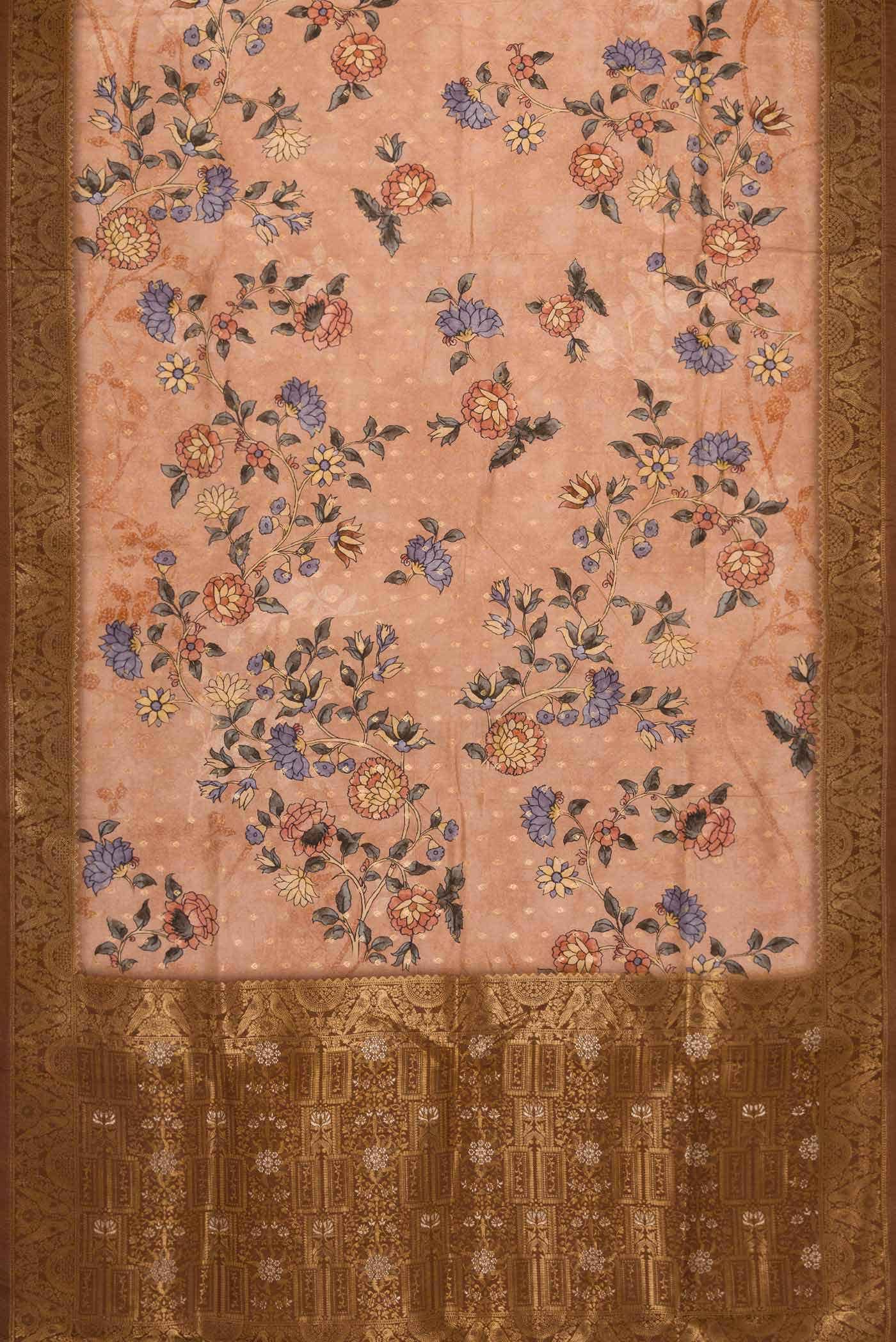 Peach Dual Tone Tussar Silk Saree