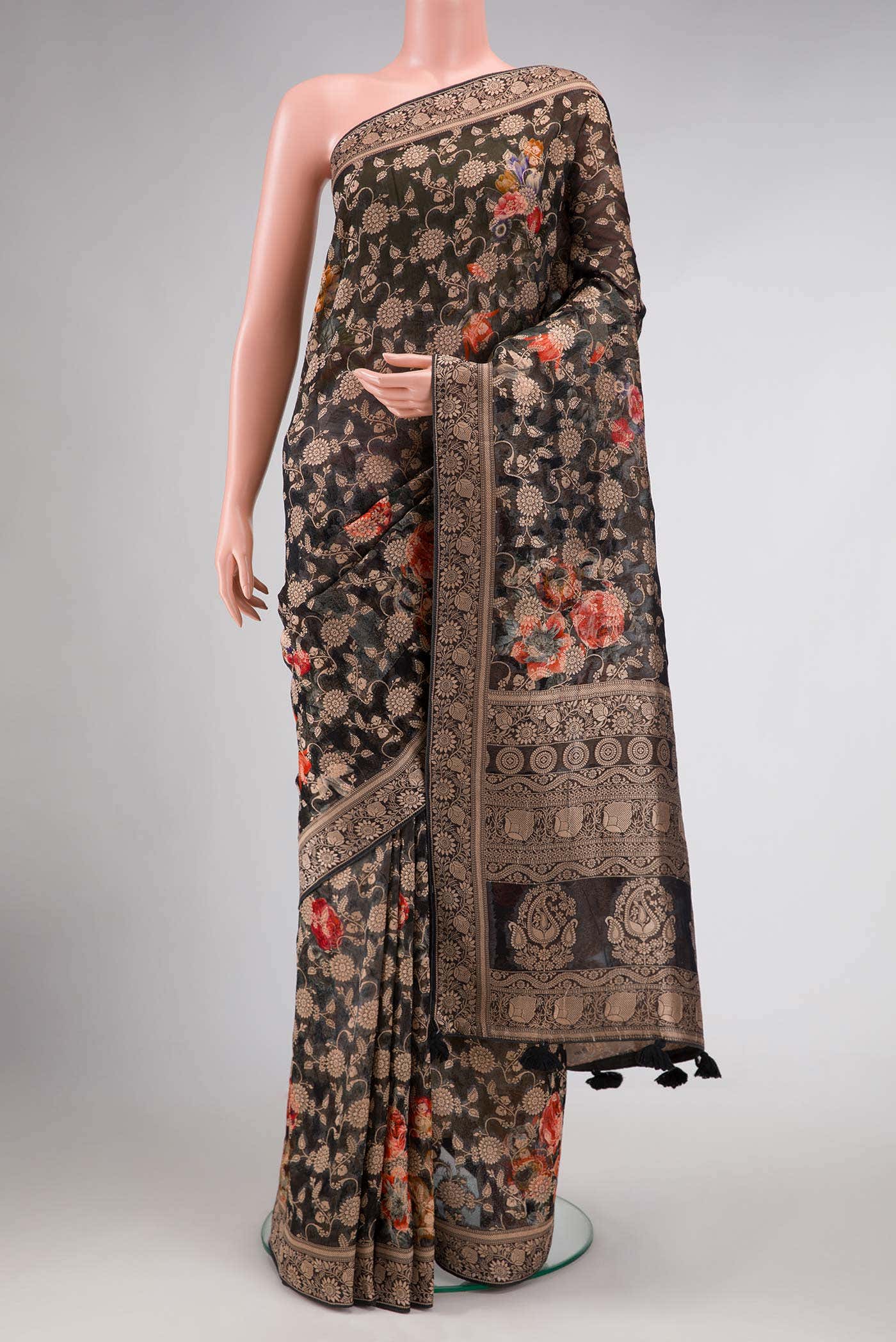 Black Dual Tone Banarasi Georgette Saree