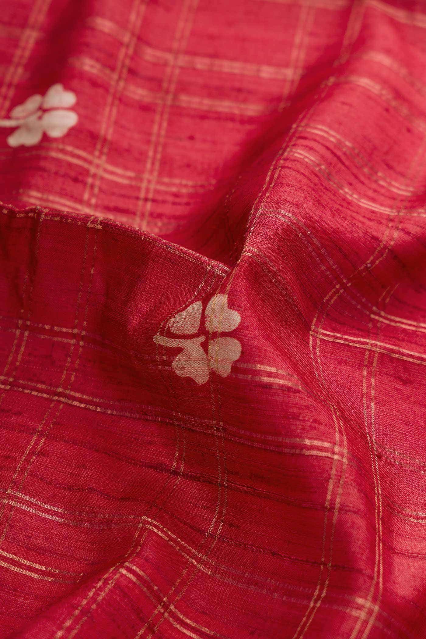 Maroon Tussar Silk Saree