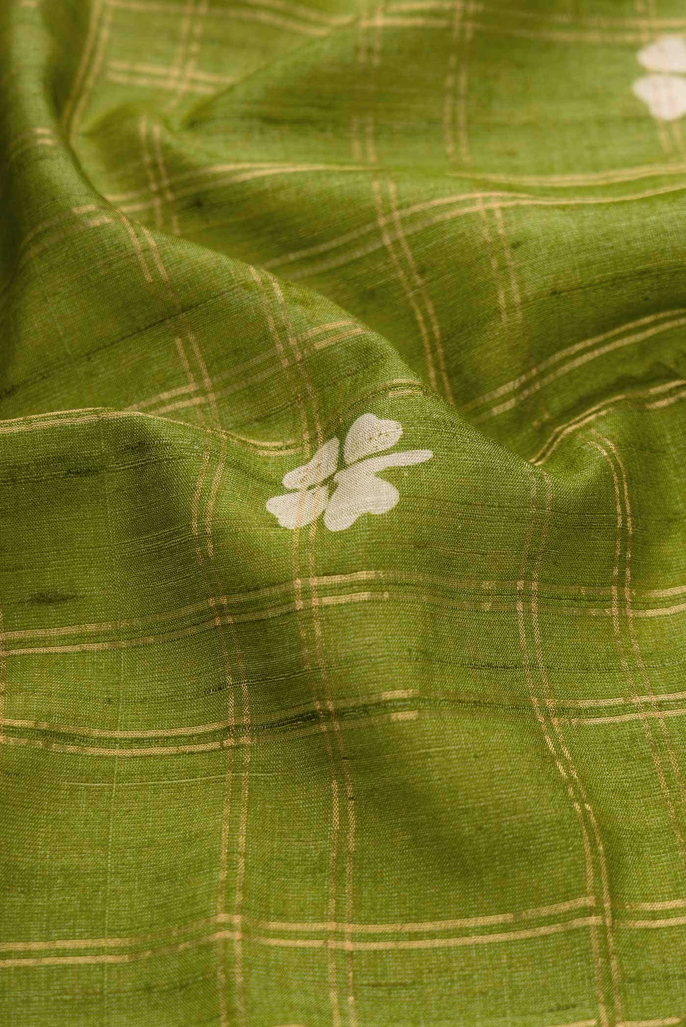 Mehandi Green Dual Tone Tussar Silk Saree