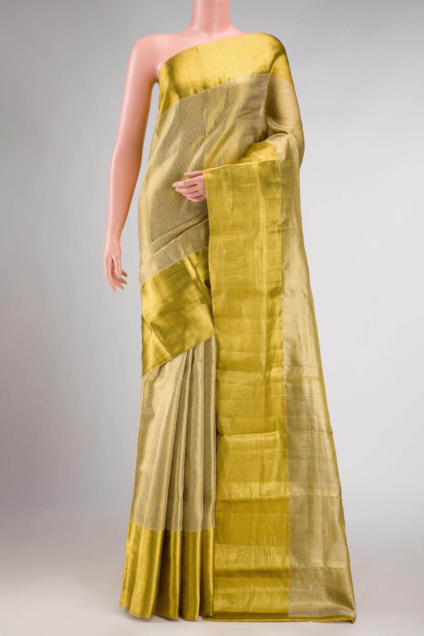 Gold Dual Tone Kanchipuram Tissue Silk Saree