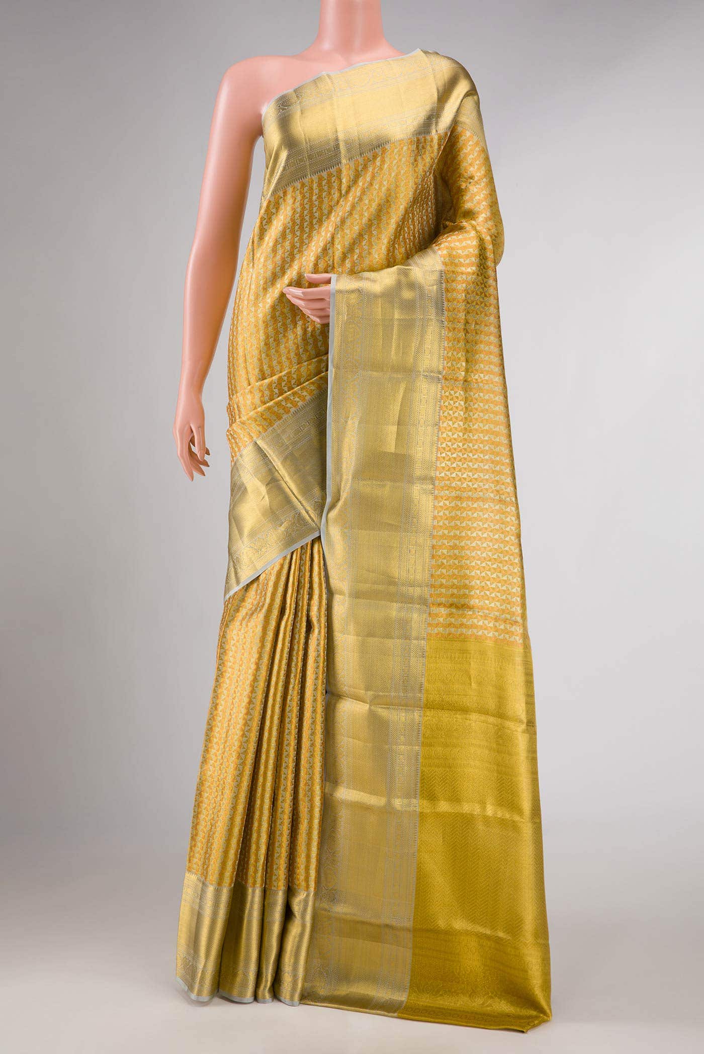 Gold Dual Tone Kanchipuram Tissue Silk Saree