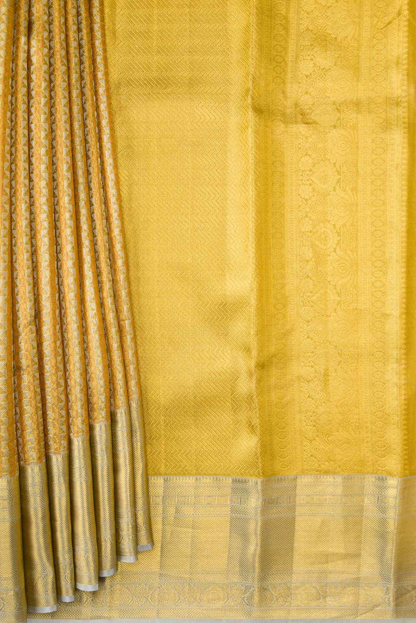 Gold Dual Tone Kanchipuram Tissue Silk Saree