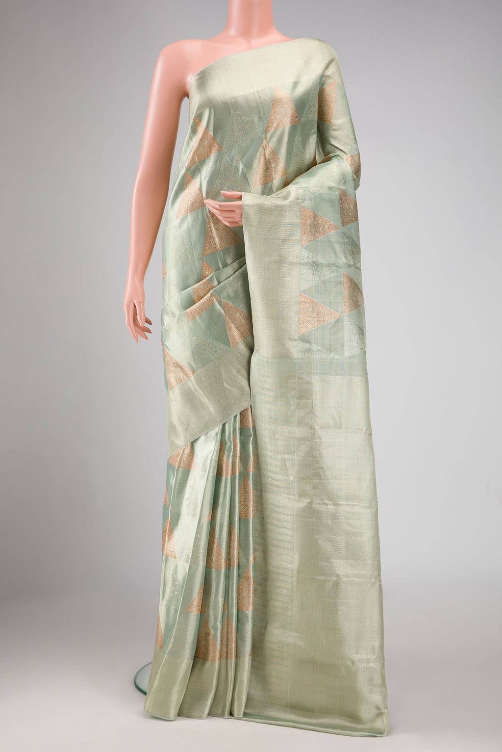 Light Green Dual Tone Kanchipuram Tissue Silk Saree