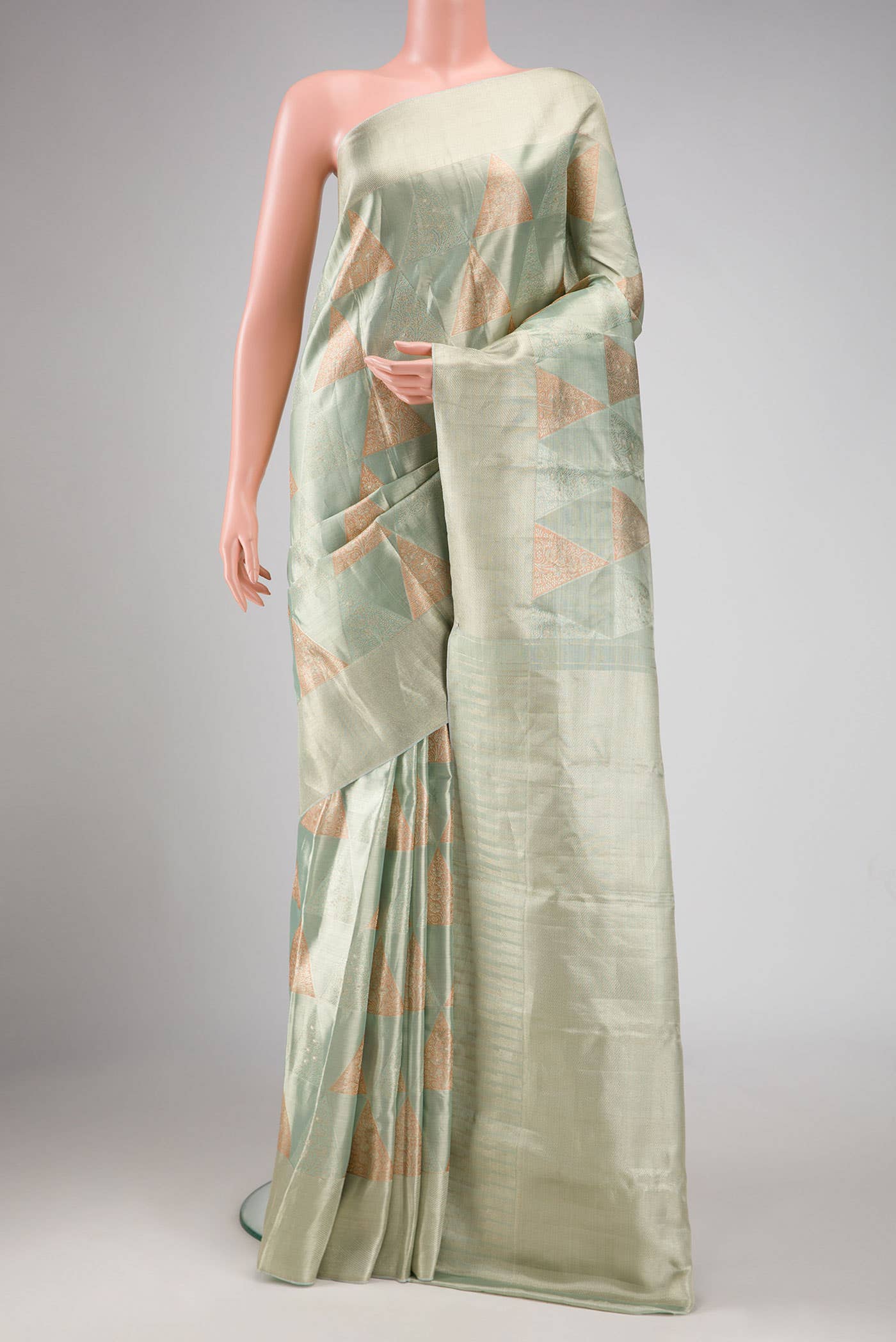 Light Green Dual Tone Kanchipuram Tissue Silk Saree