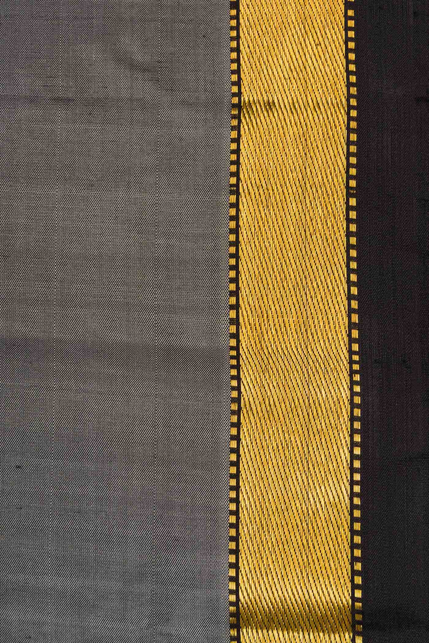Pure Silk Pure Zari Grey Dual Tone Kanchipuram Saree