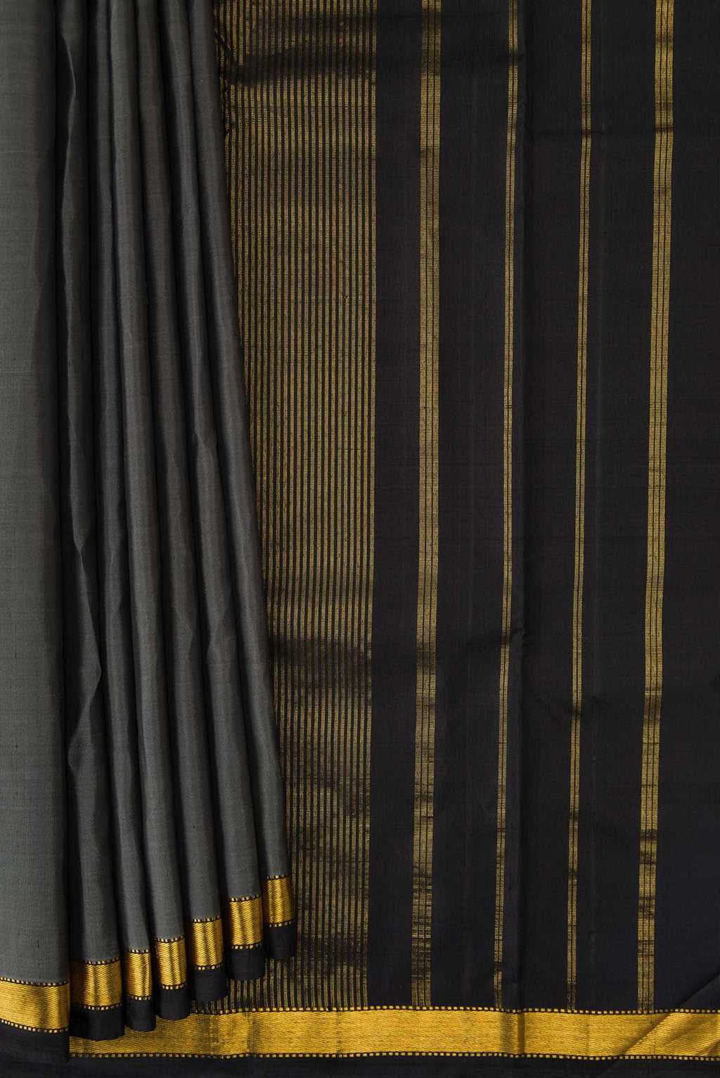 Pure Silk Pure Zari Grey Dual Tone Kanchipuram Saree