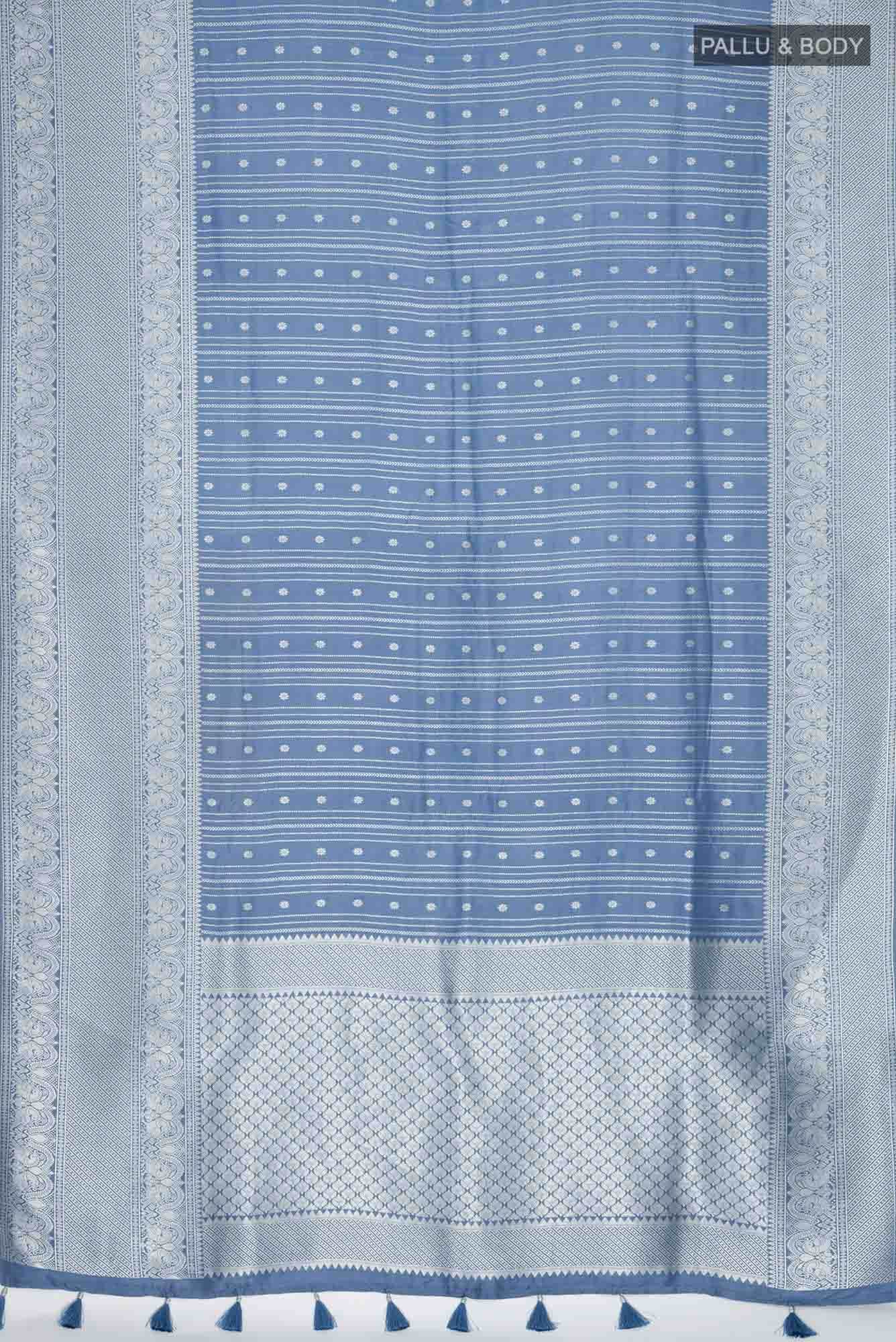 Blue Blended Mysore Crepe Saree