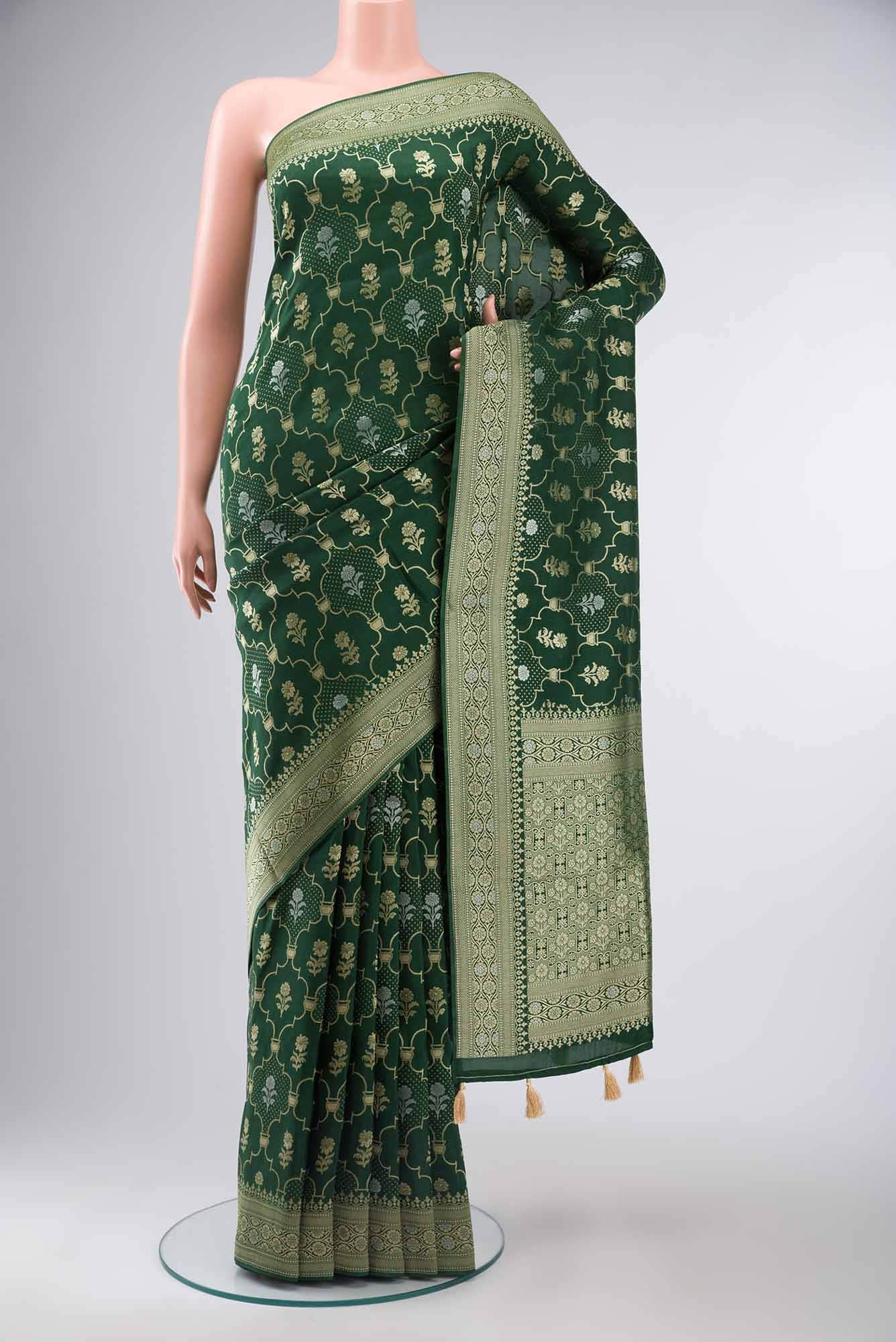 Green Blended Tussar Silk Saree