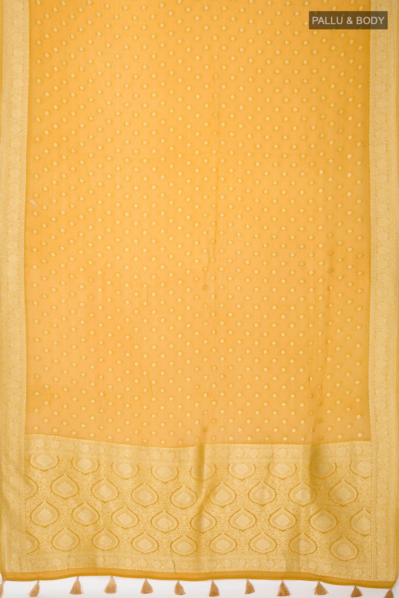 Yellow Blended Banarasi Georgette Saree