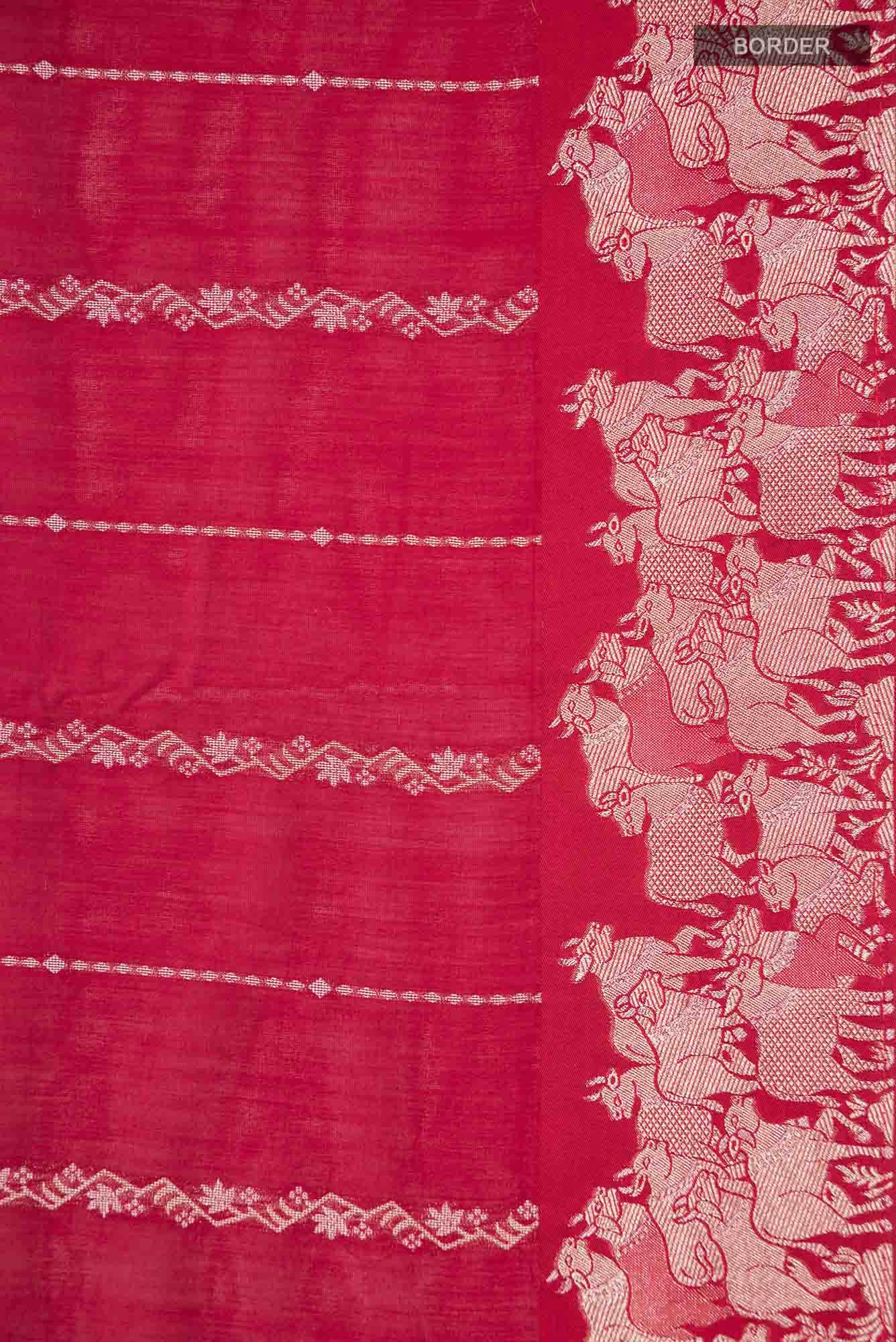 Red Blended Tussar Silk Saree