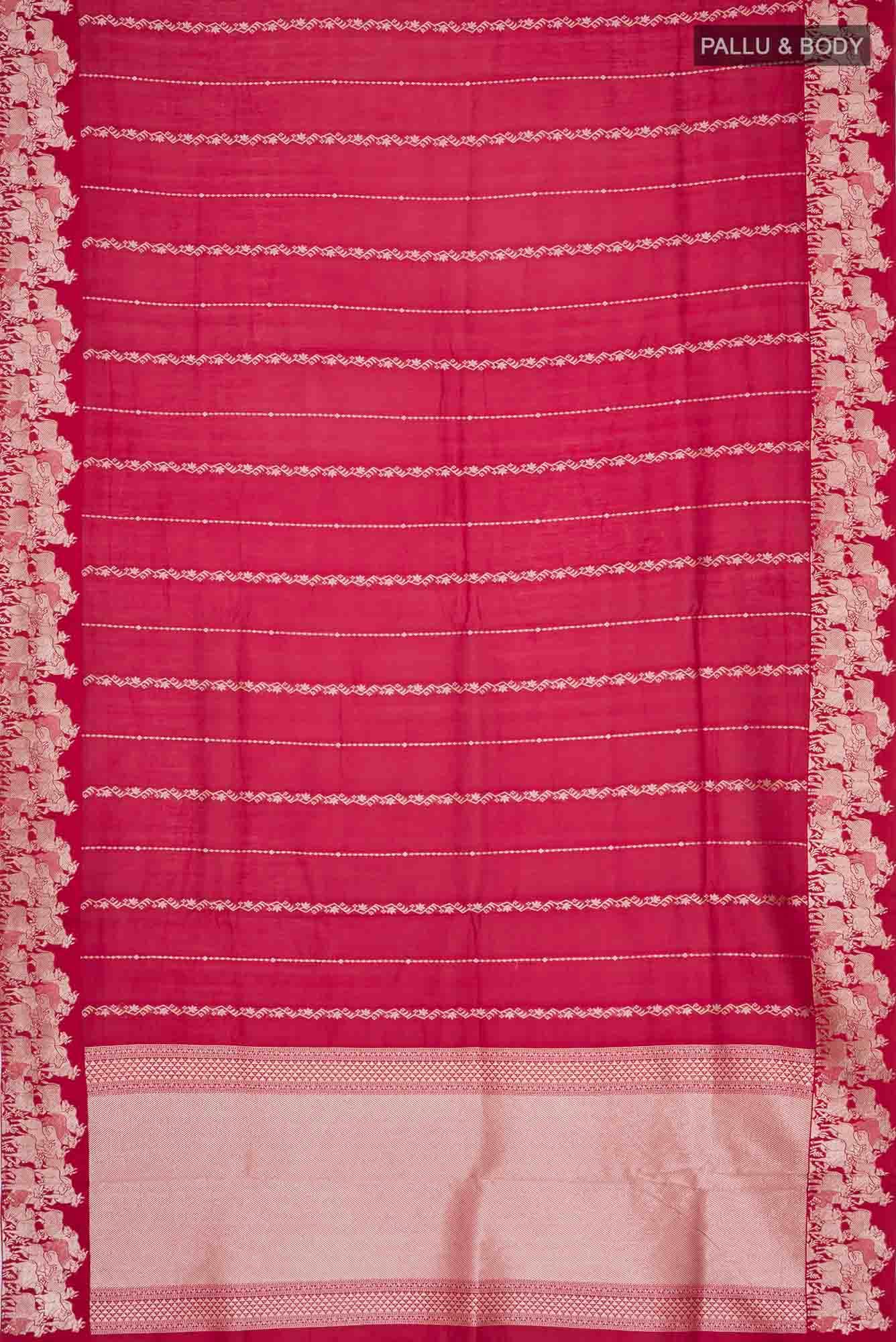 Red Blended Tussar Silk Saree