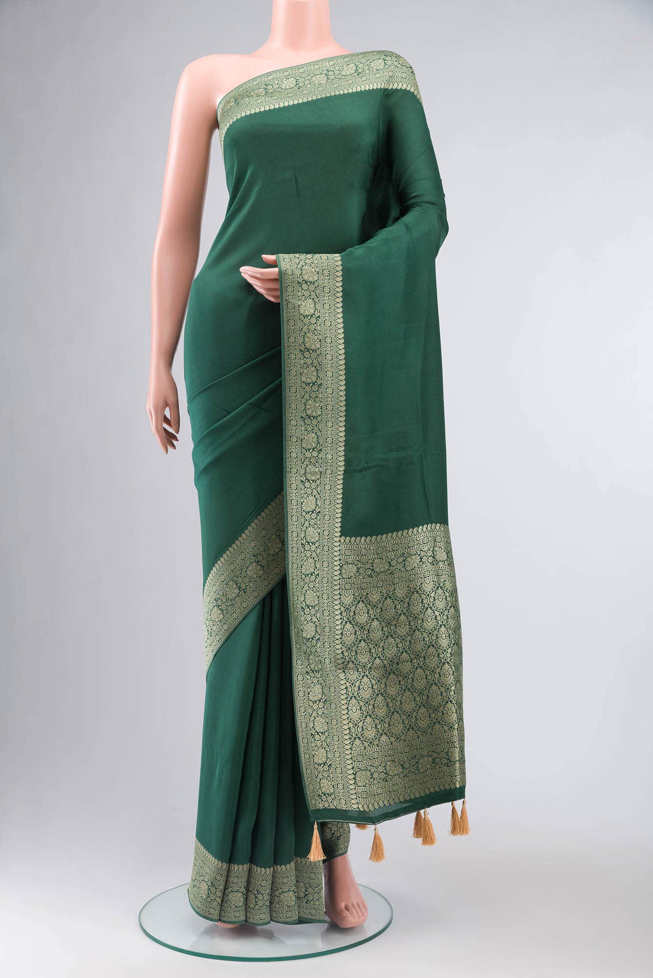 Green Blended Crepe Saree