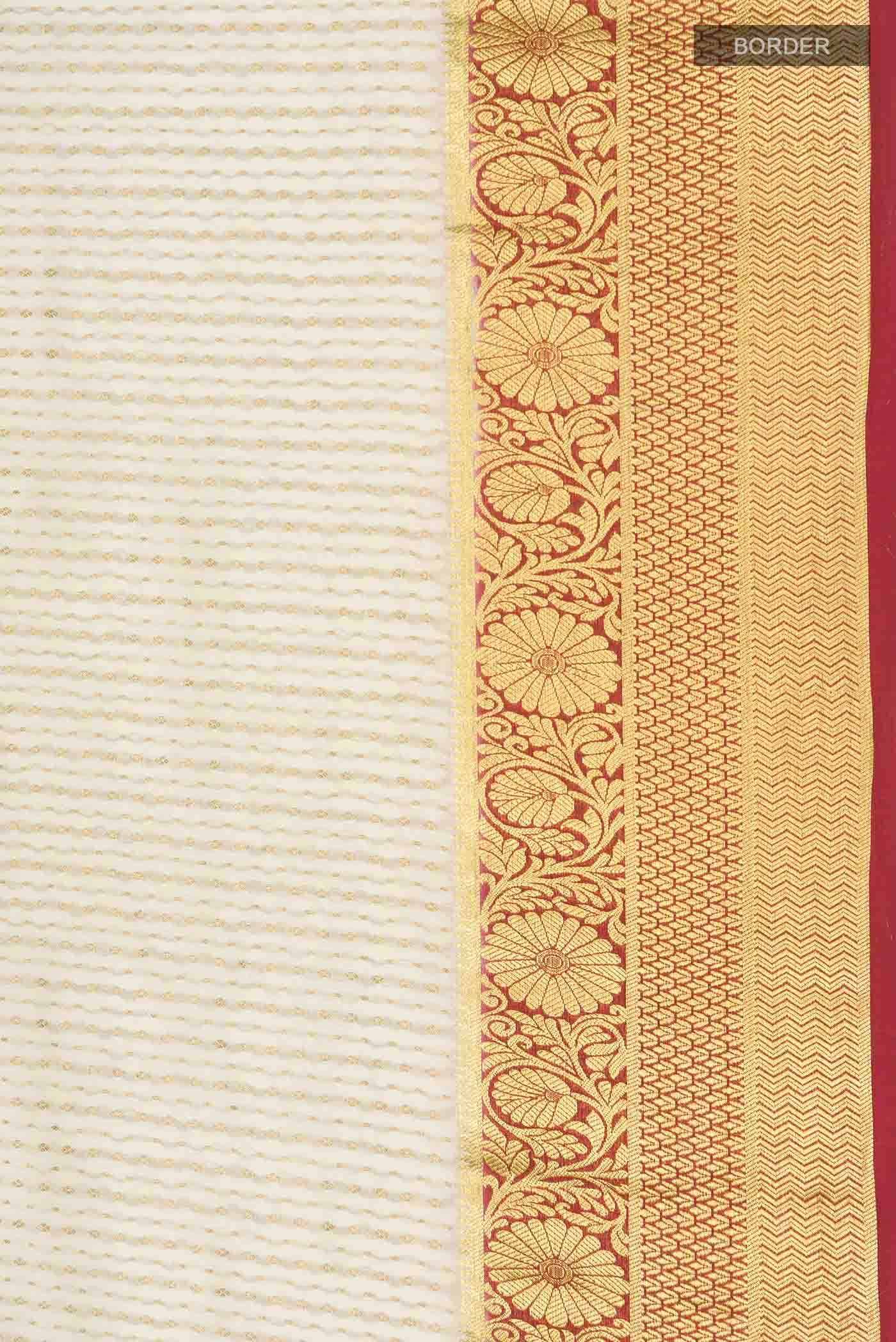 Cream Mysore Crepe Saree
