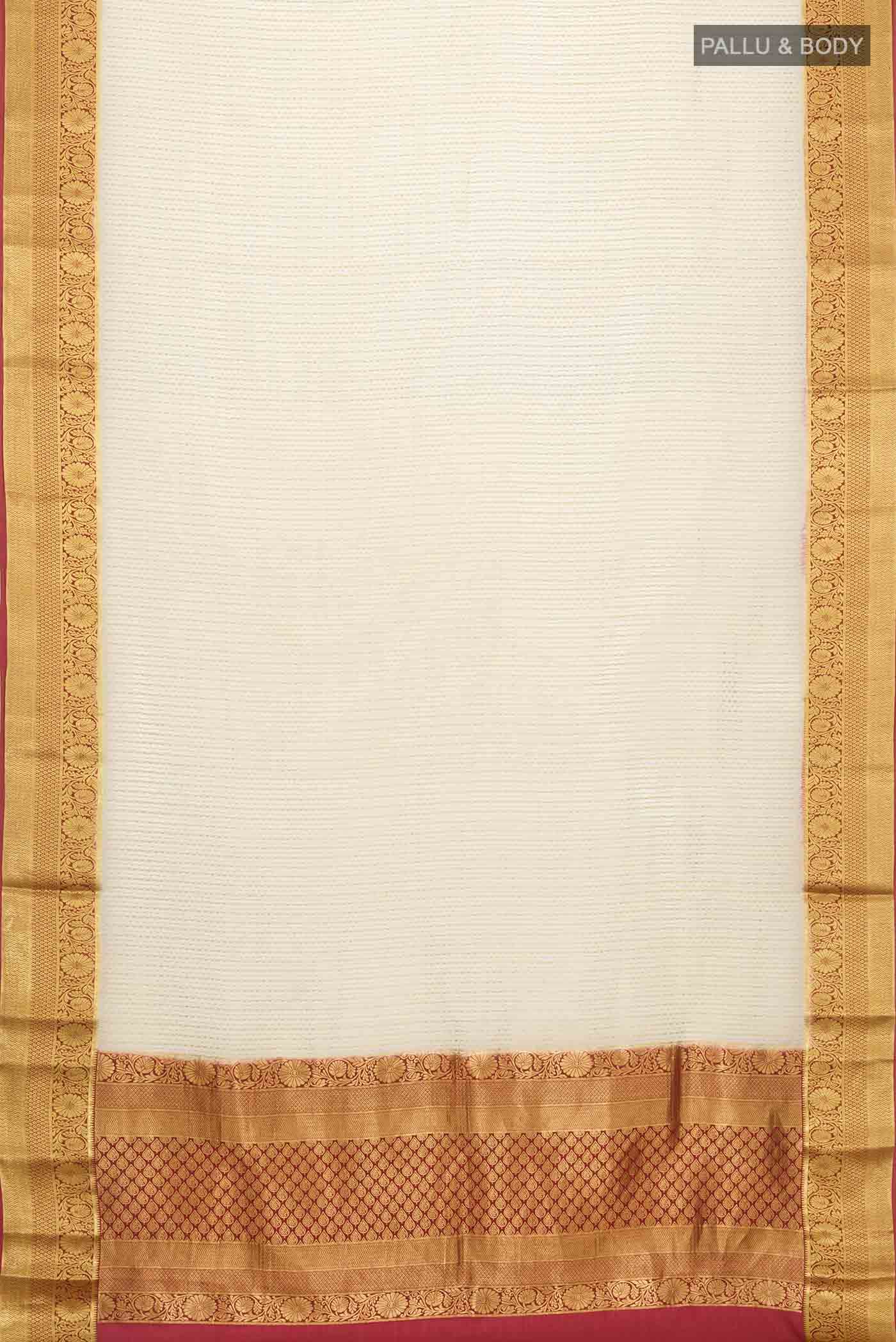 Cream Mysore Crepe Saree