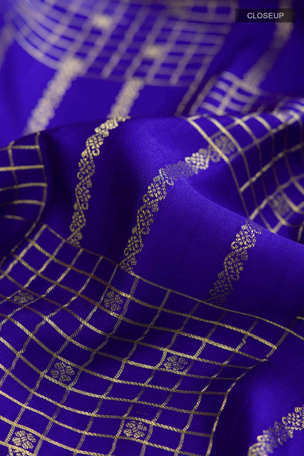 Blue Mysore Crepe Saree