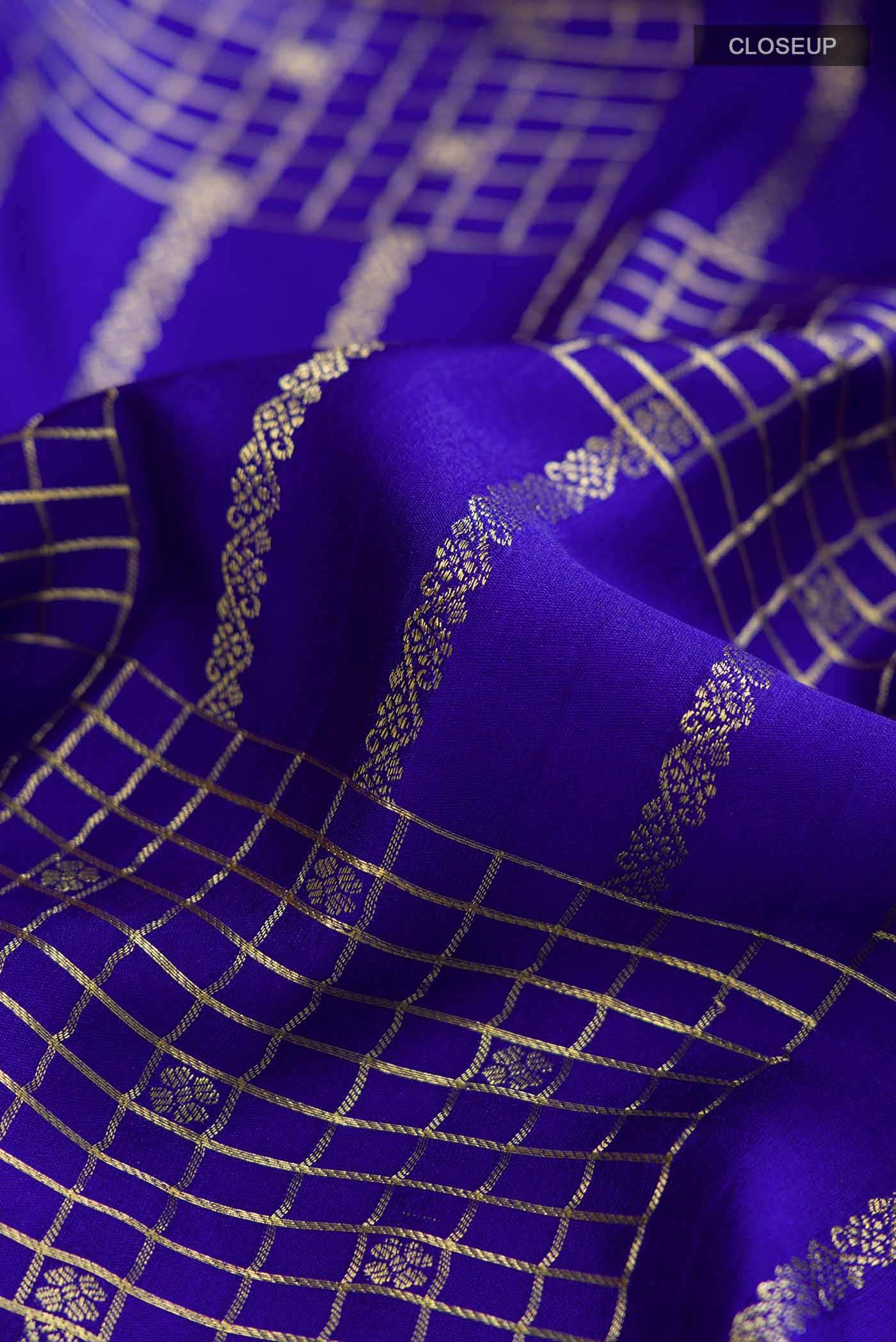 Blue Mysore Crepe Saree