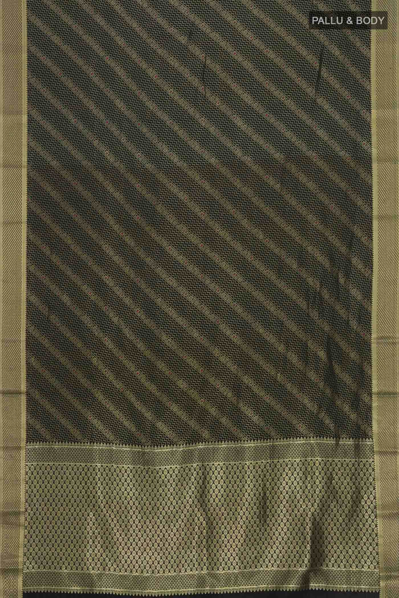 Black Mysore Crepe Saree