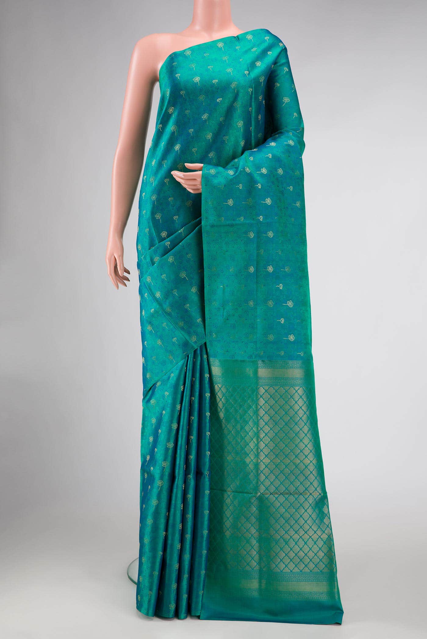 Green Dual Tone Soft Silk Saree