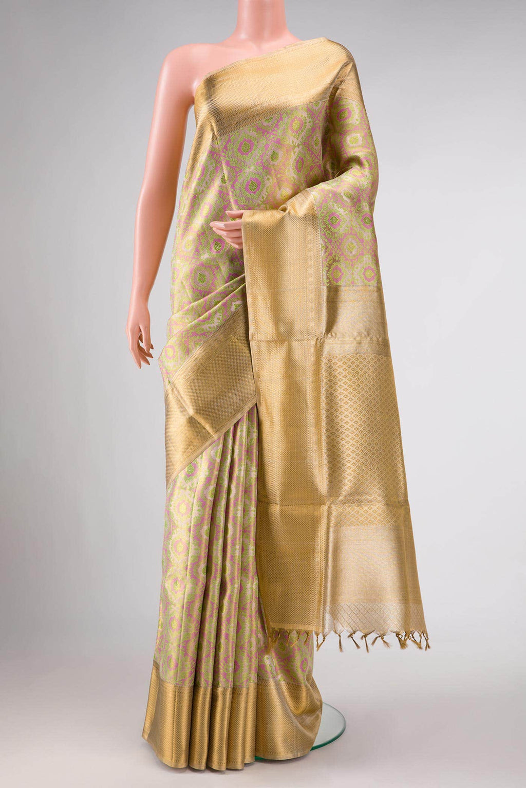 Gold Dual Tone Kanchipuram Tissue Silk Saree