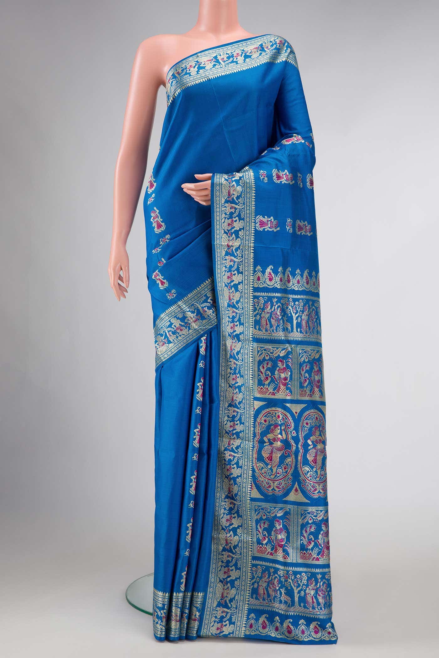Sky Blue Dual Tone Baluchari Silk Saree