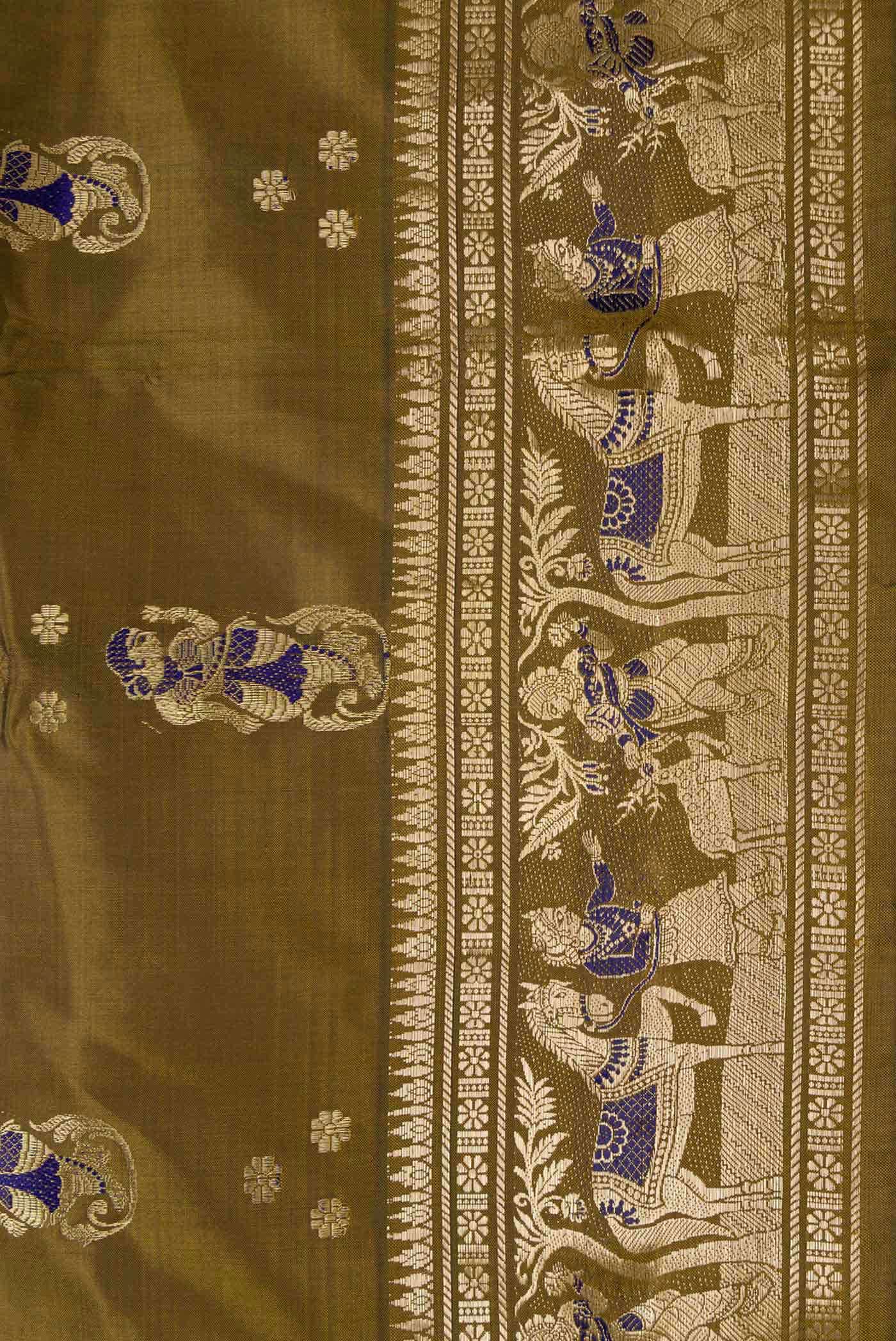 Mehandi Green Dual Tone Baluchari Silk Saree