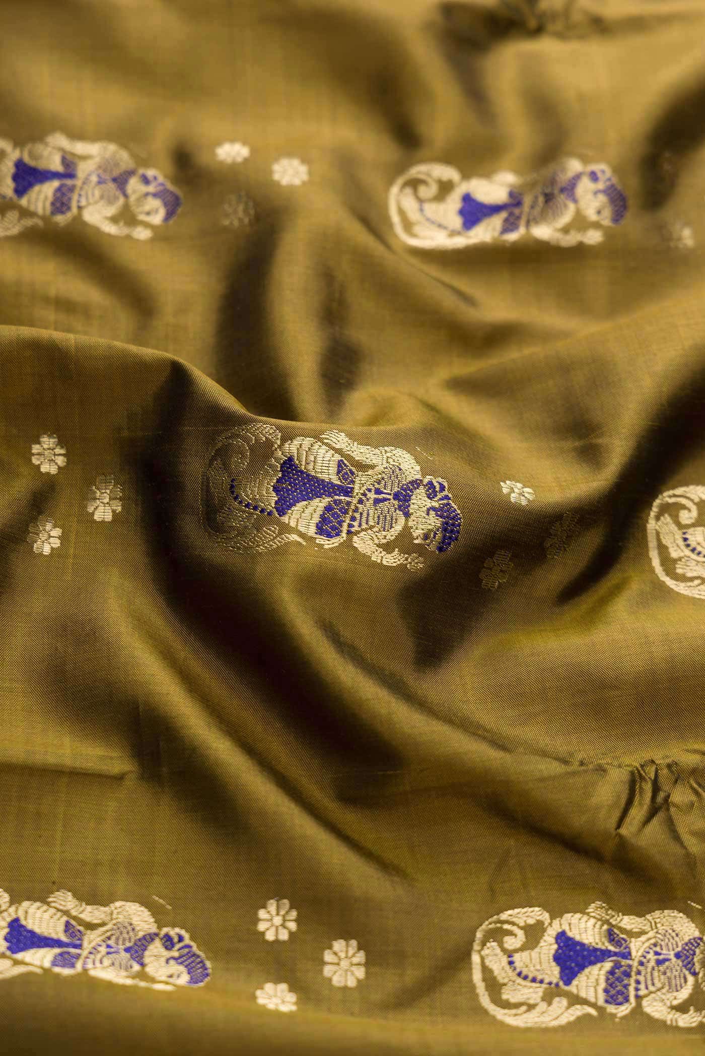 Mehandi Green Dual Tone Baluchari Silk Saree