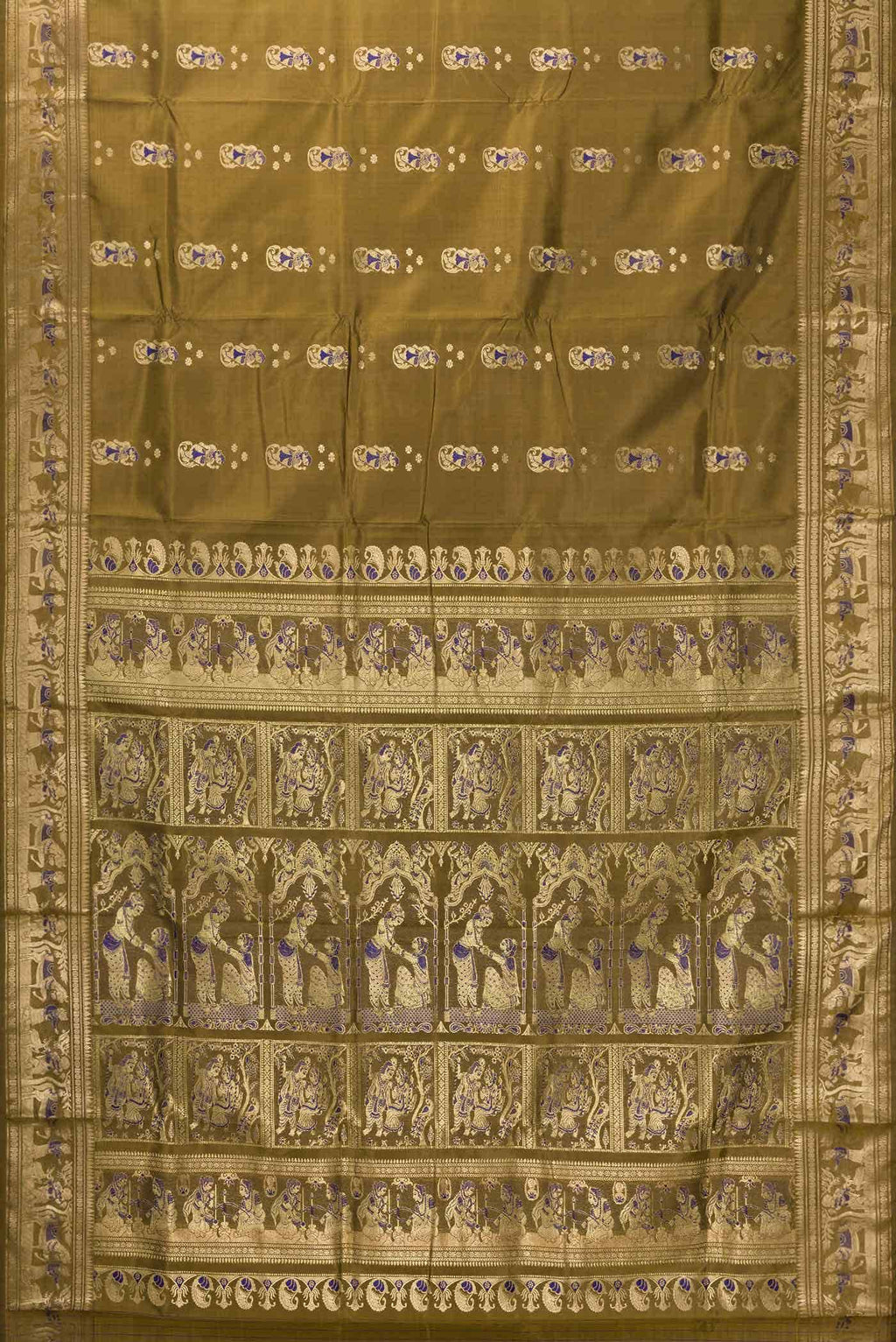 Mehandi Green Dual Tone Baluchari Silk Saree