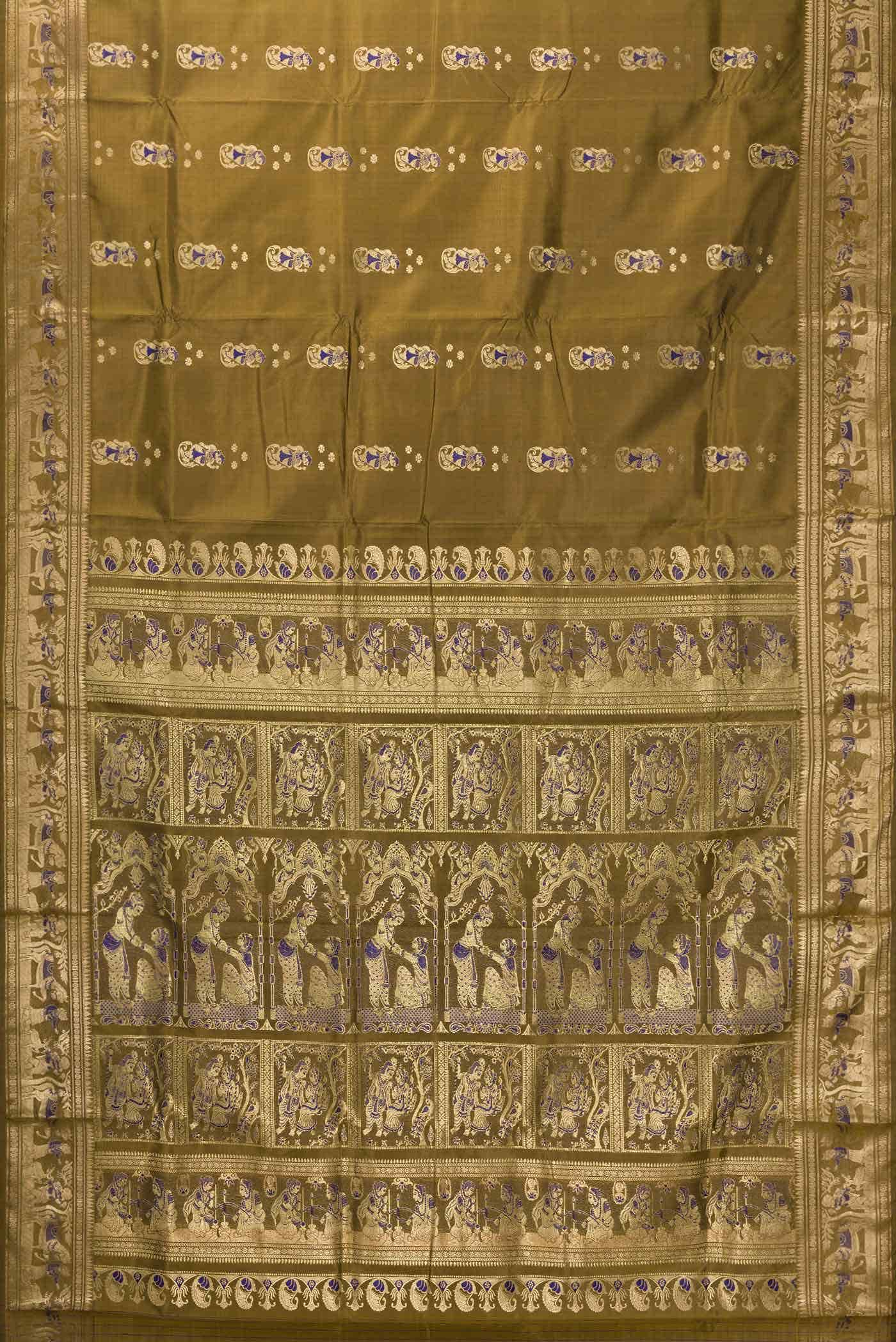 Mehandi Green Dual Tone Baluchari Silk Saree