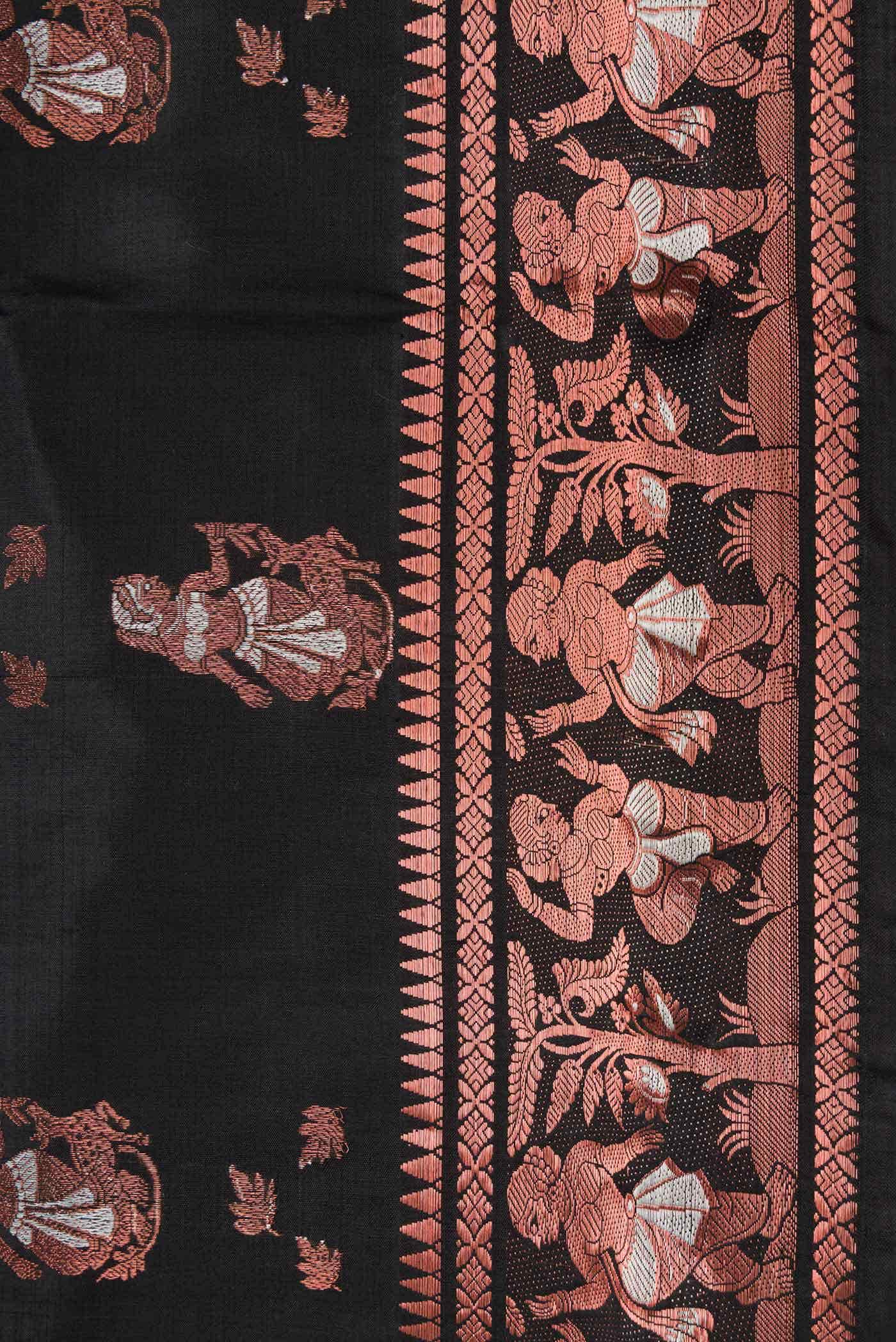 Black Blended Baluchari Silk Saree