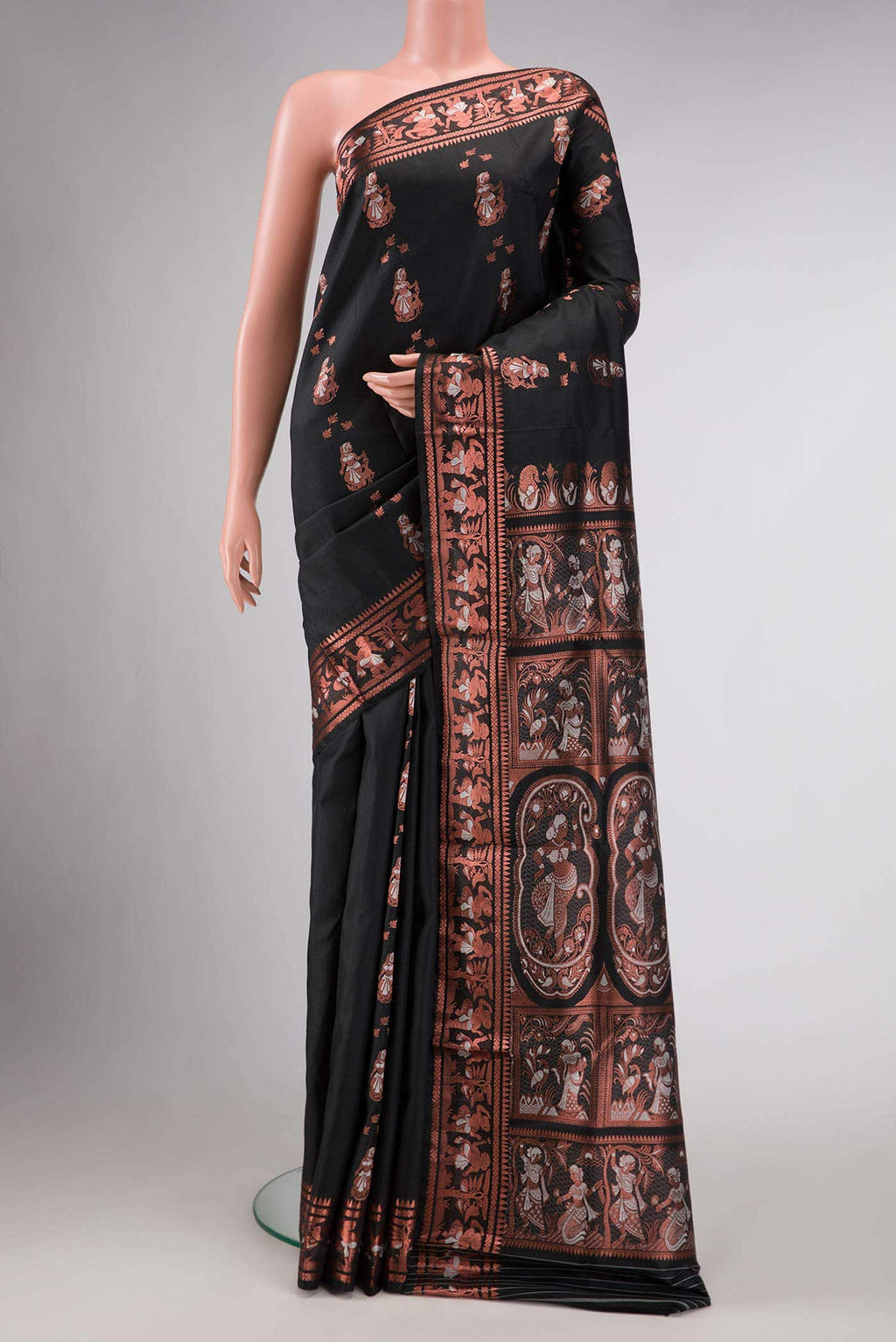 Black Blended Baluchari Silk Saree