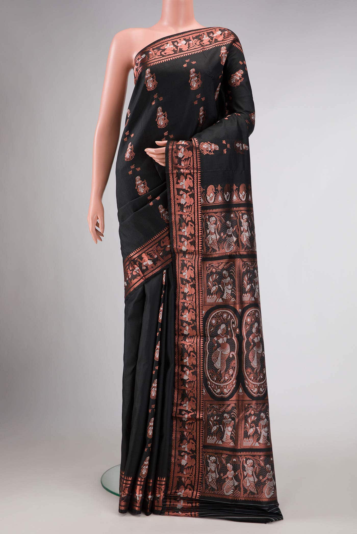 Black Blended Baluchari Silk Saree