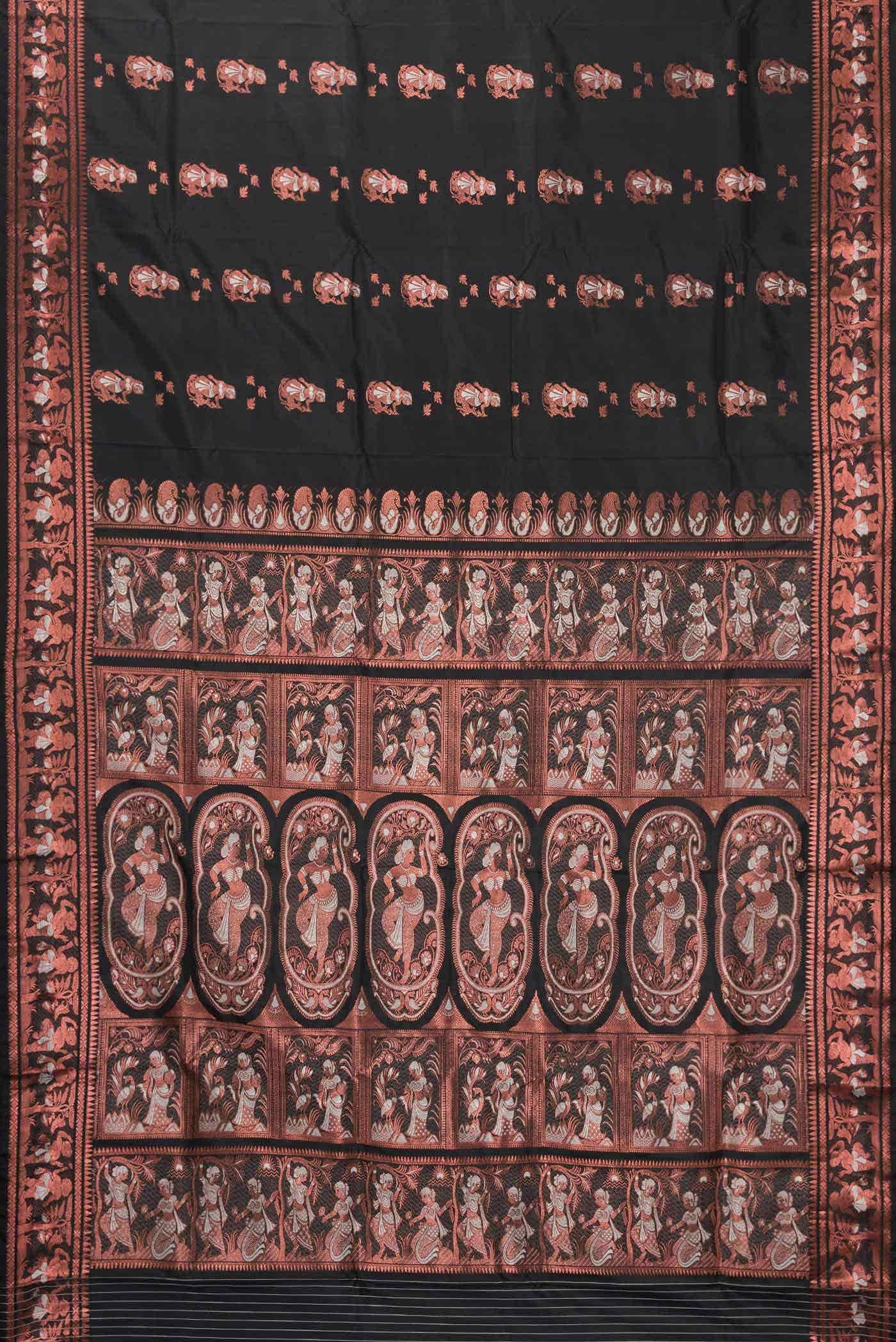 Black Blended Baluchari Silk Saree