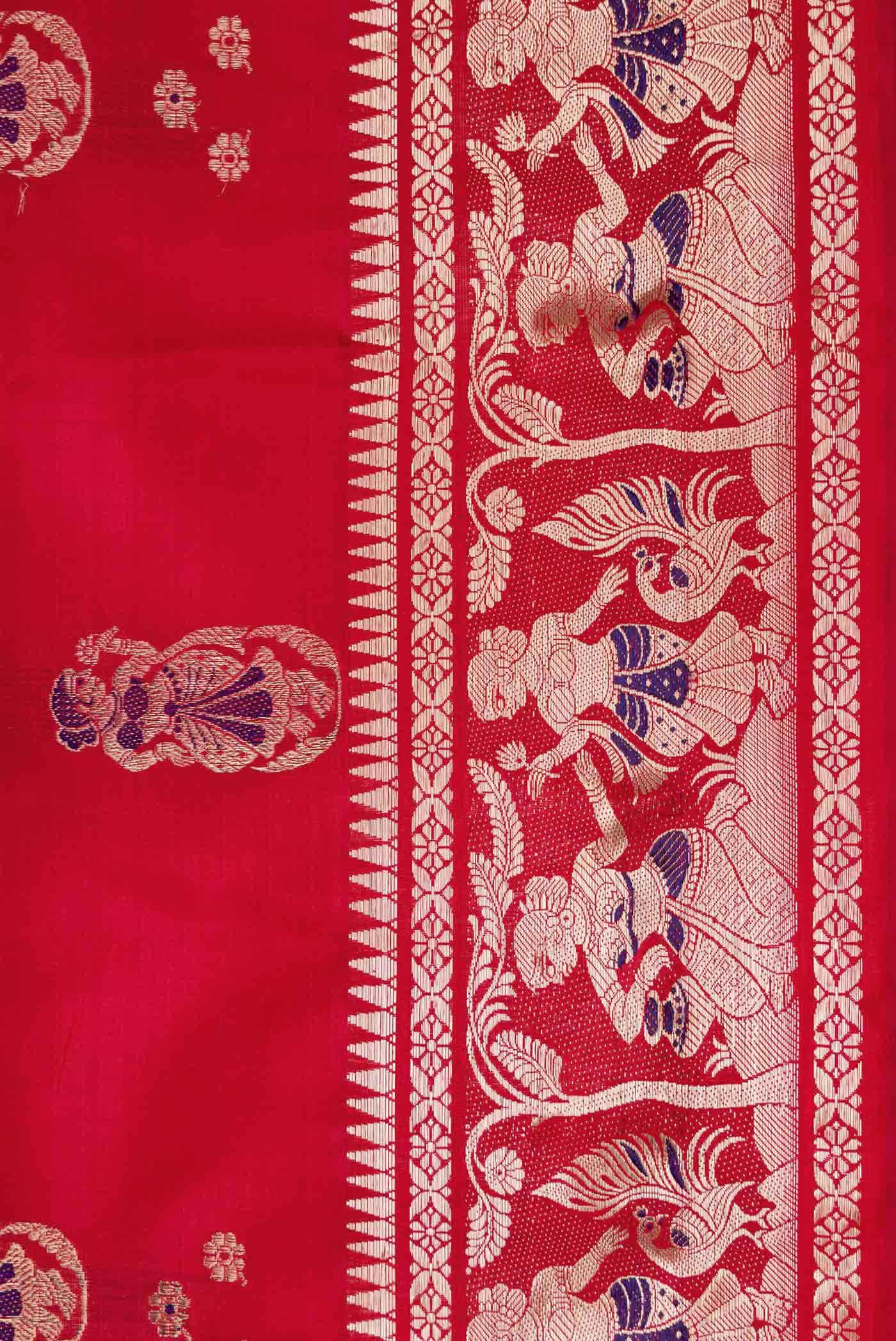 Red Dual Tone Baluchari Silk Saree
