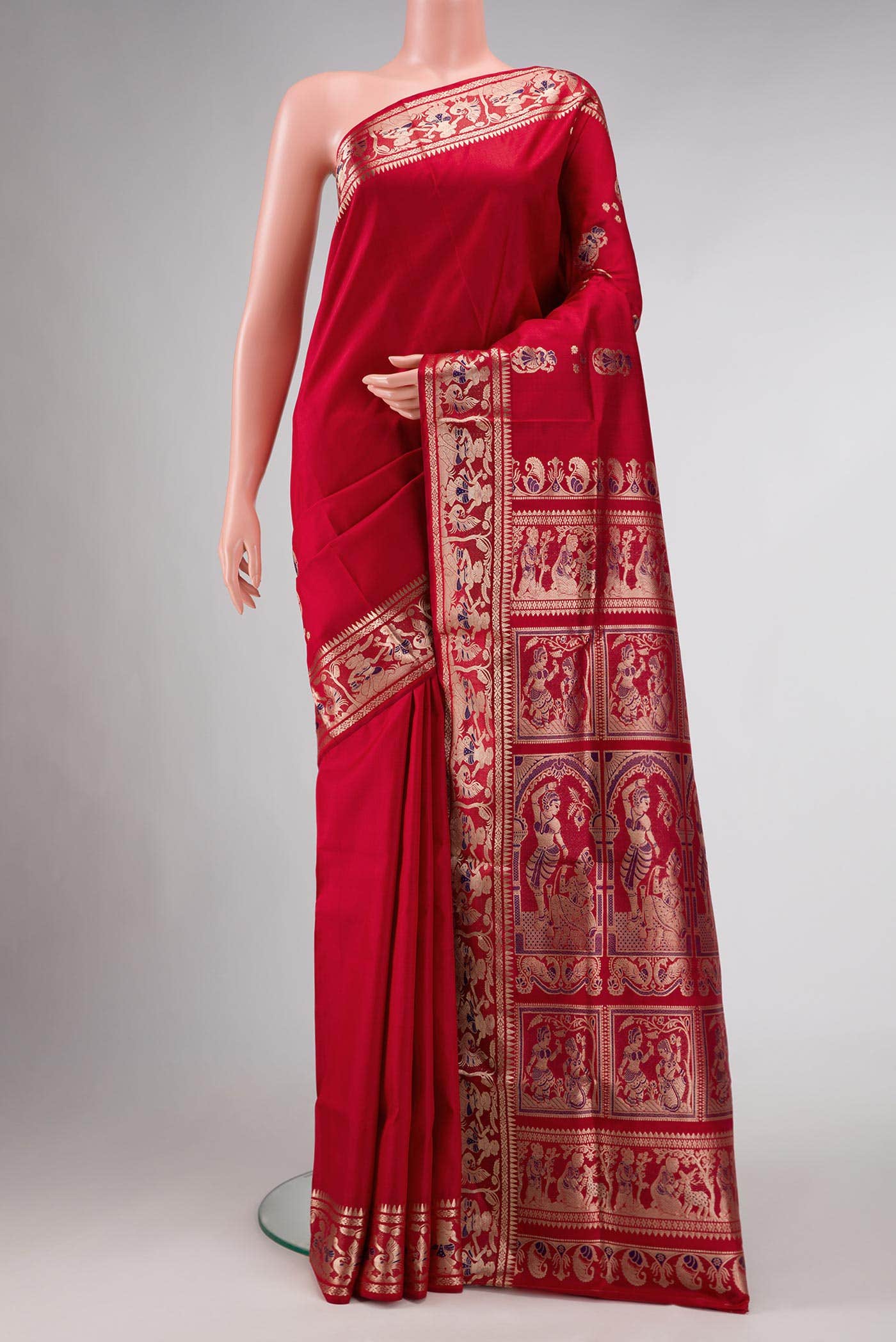 Red Dual Tone Baluchari Silk Saree