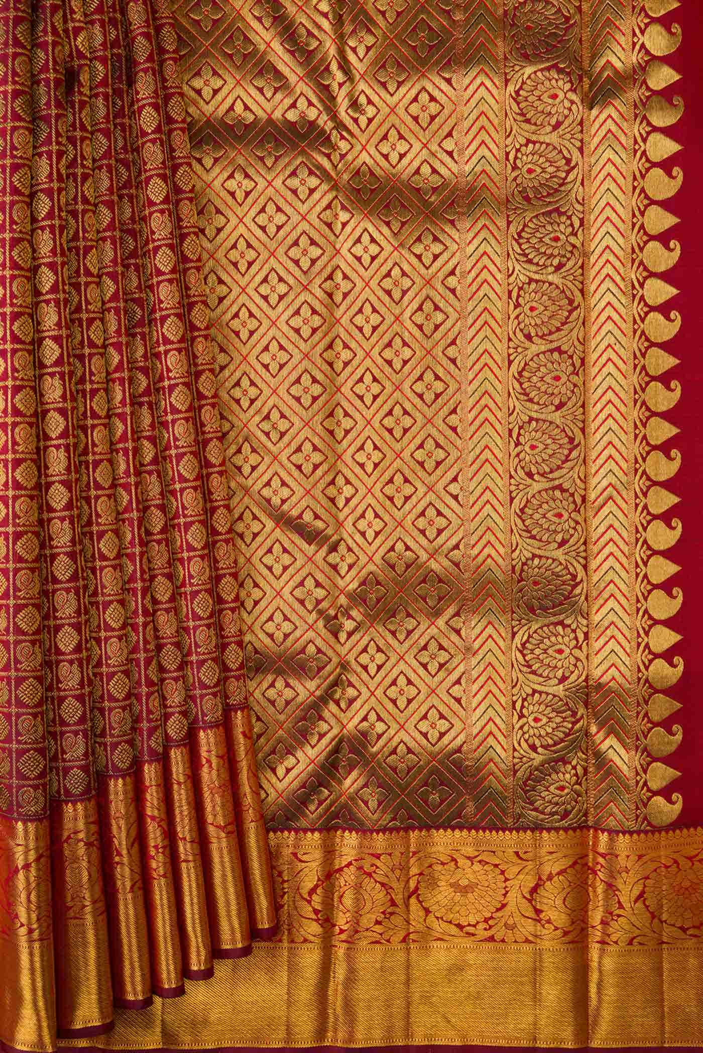 Maroon Dual Tone Kanchipuram Silk Saree