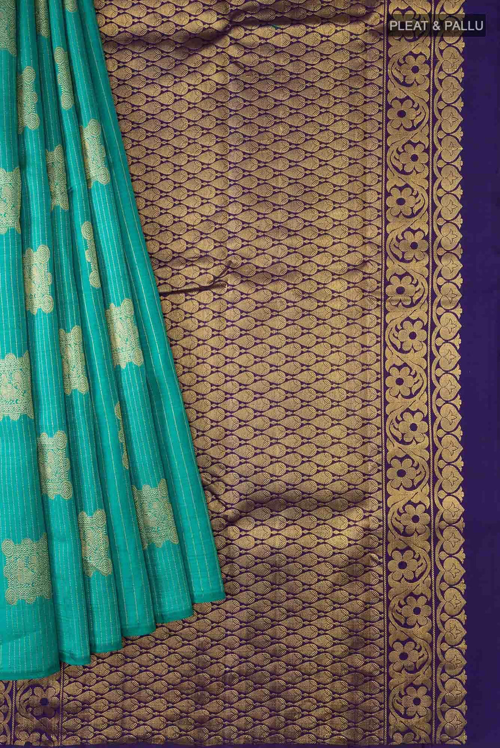 Turquoise Kanchipuram Silk Saree