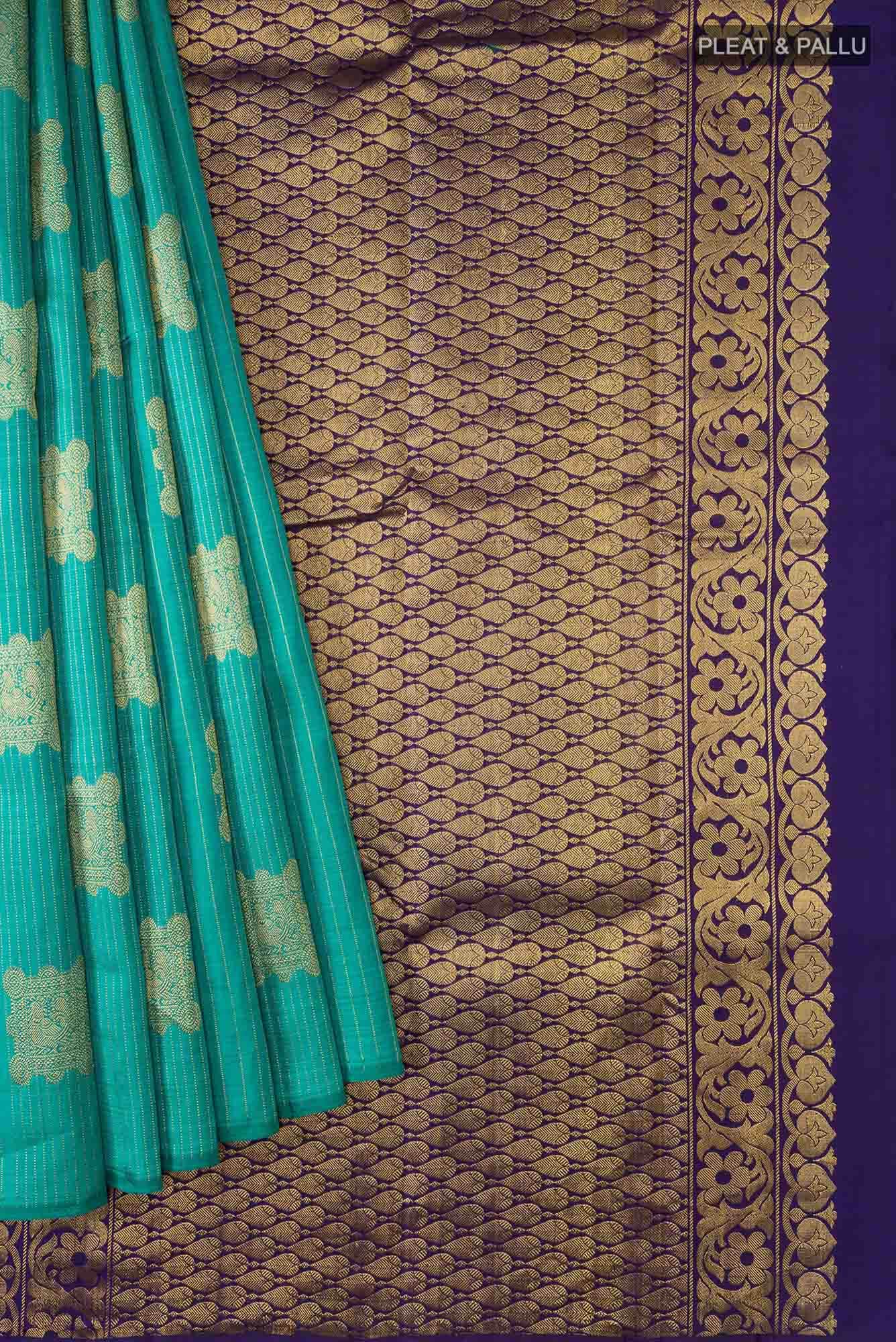 Turquoise Kanchipuram Silk Saree