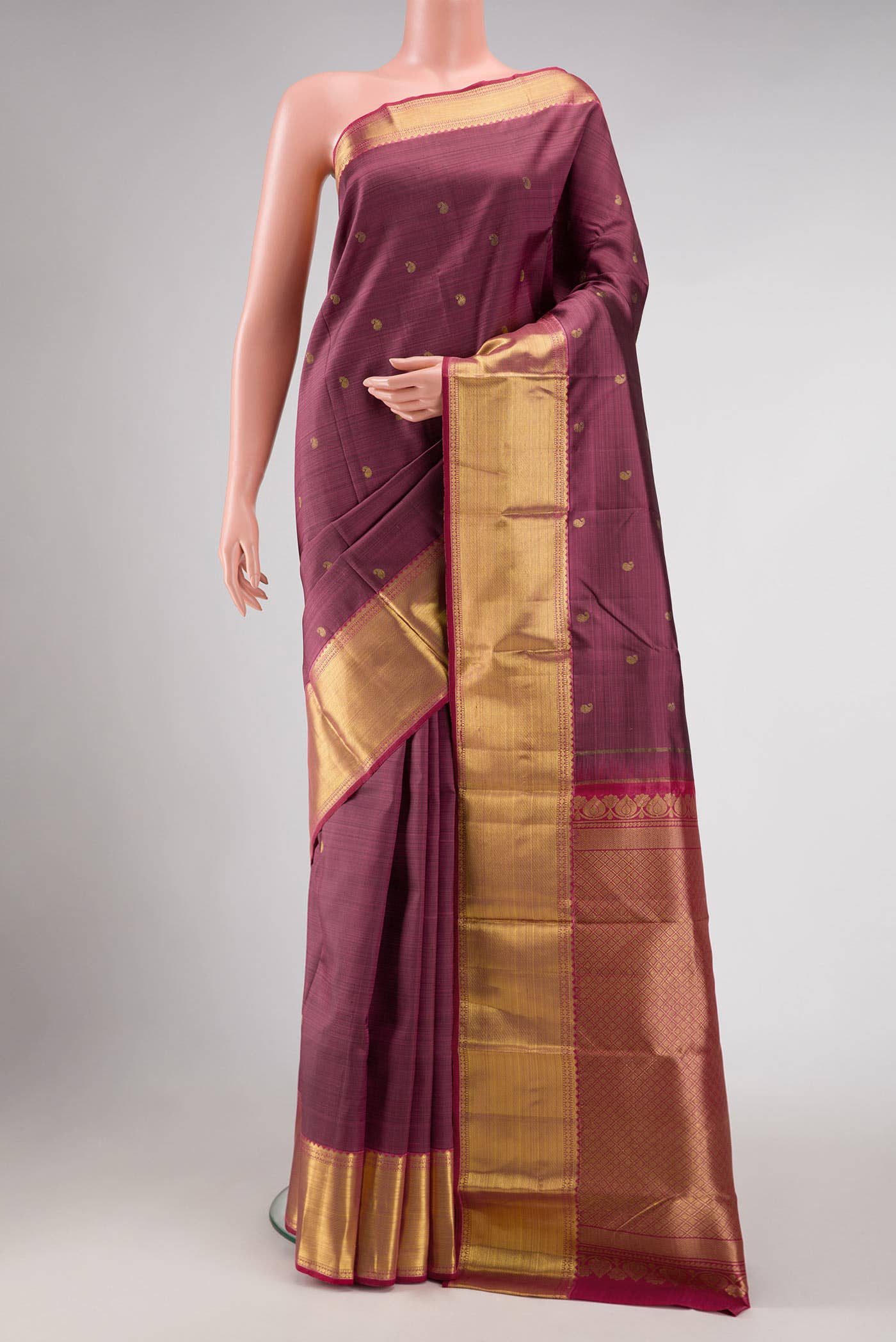 Dark Mauve Kanchipuram Silk Saree