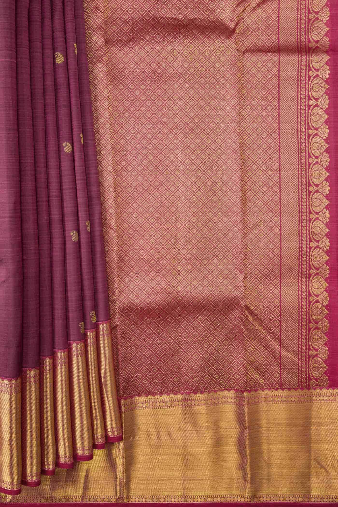 Dark Mauve Kanchipuram Silk Saree