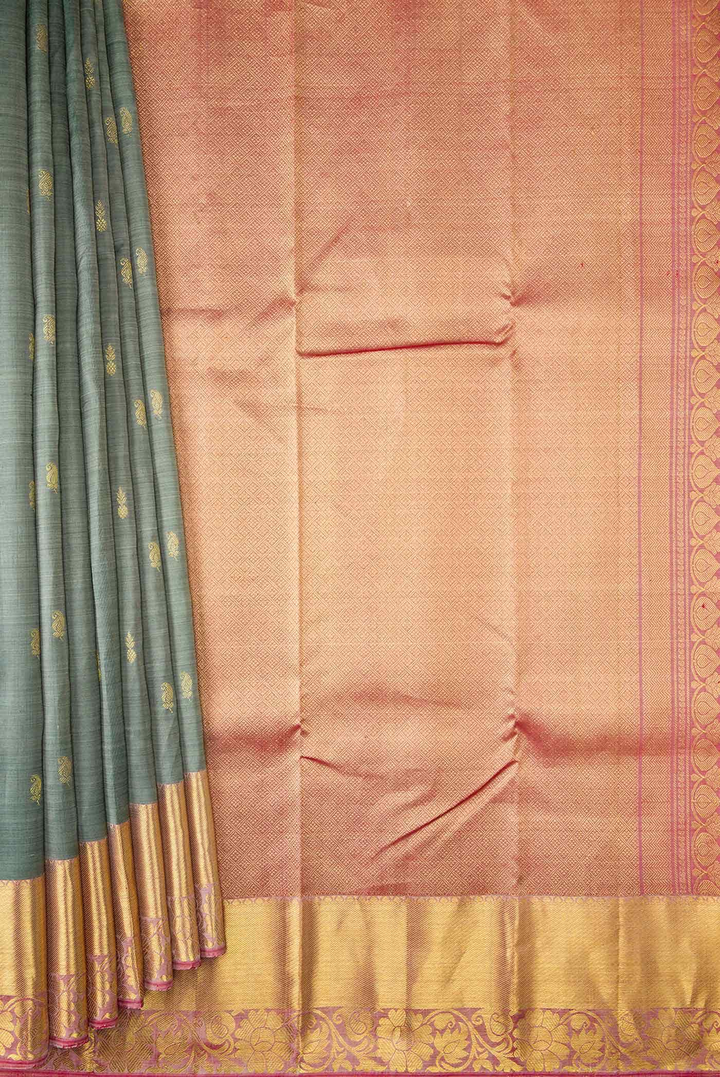 Grey Dual Tone Kanchipuram Silk Saree
