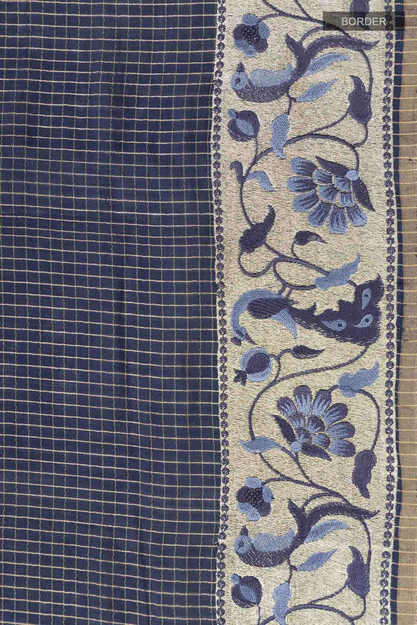 Blue Tussar Silk Saree