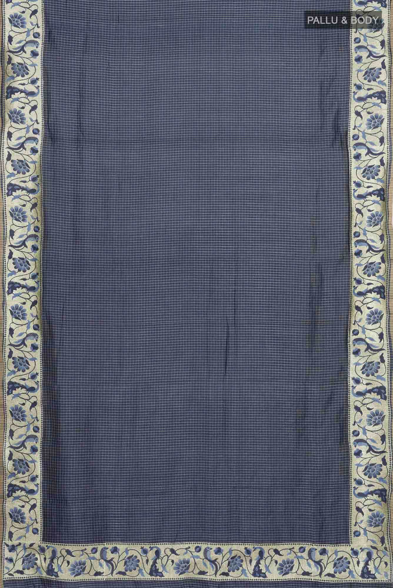 Blue Tussar Silk Saree