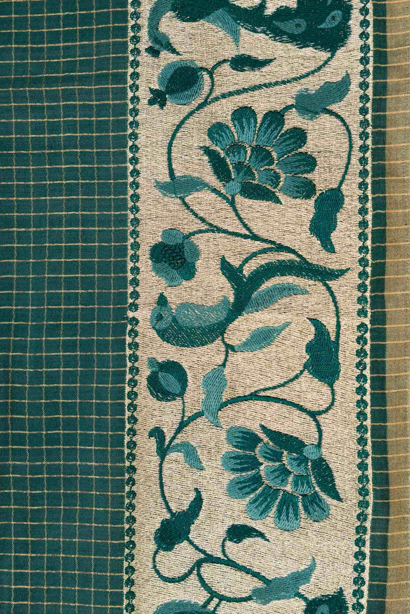 Bottle Green Tussar Silk Saree