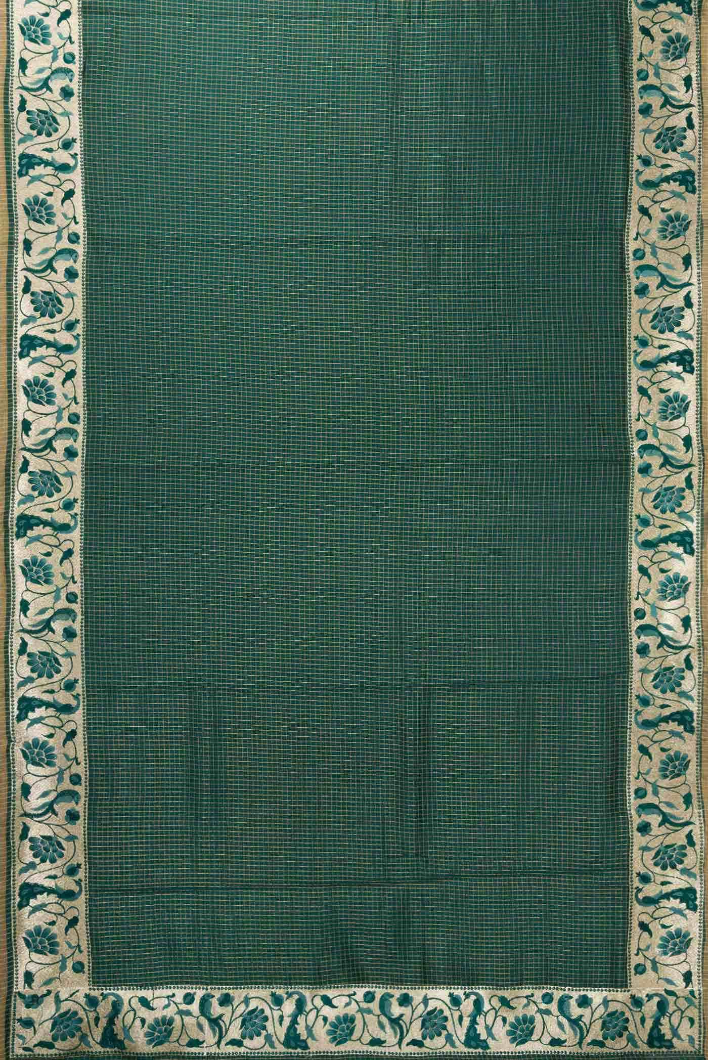 Bottle Green Tussar Silk Saree