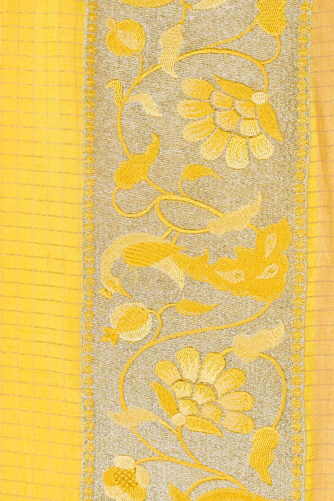 Yellow Tussar Silk Saree