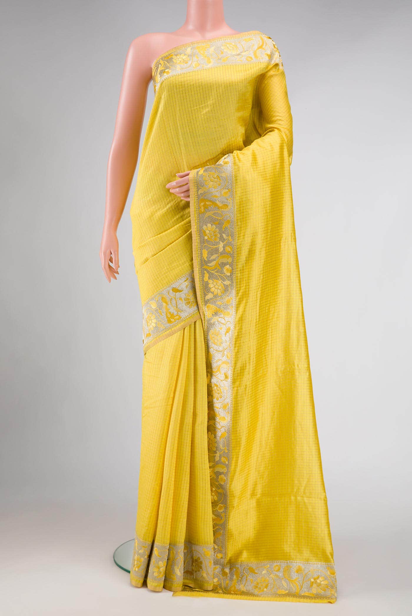 Yellow Tussar Silk Saree