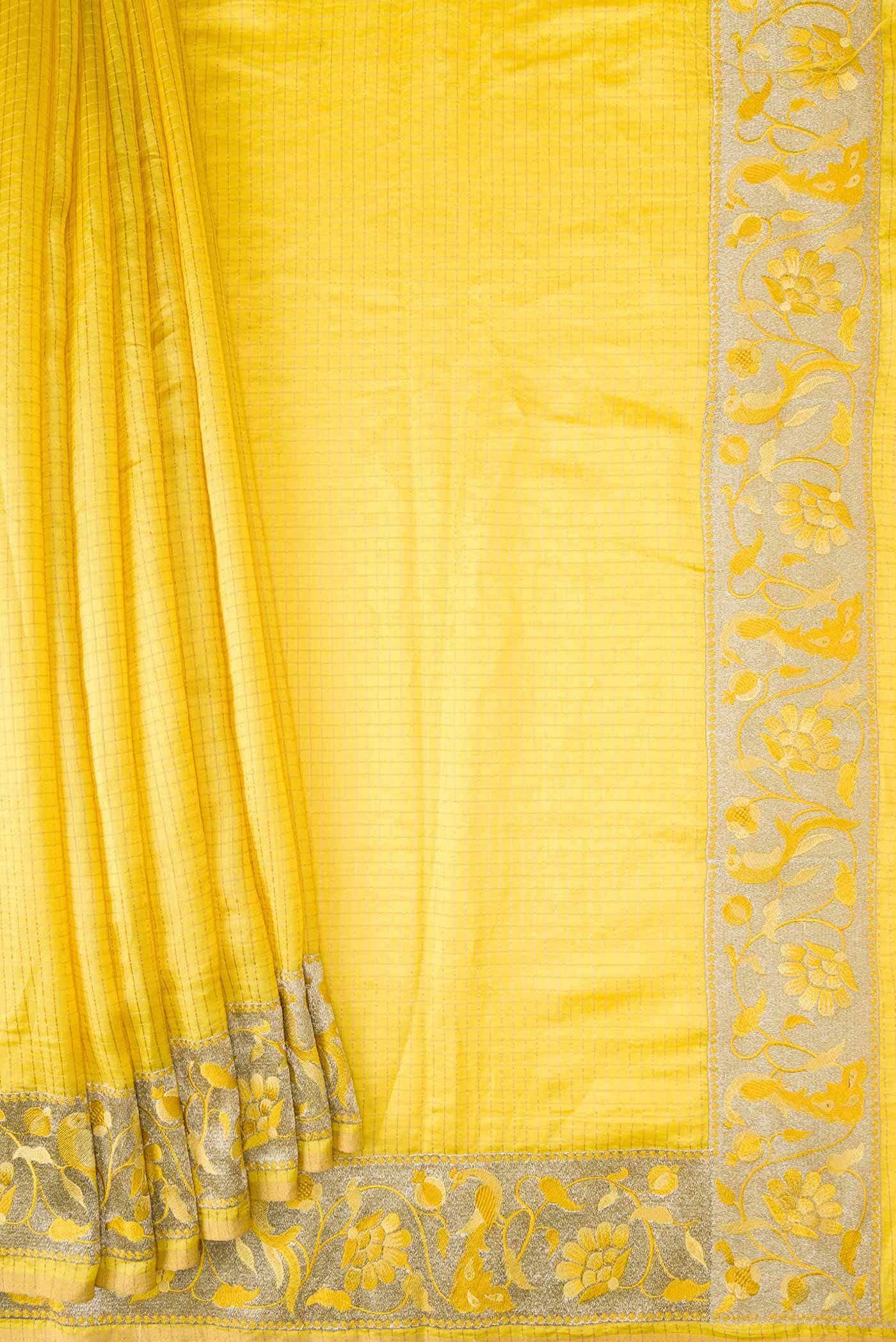 Yellow Tussar Silk Saree