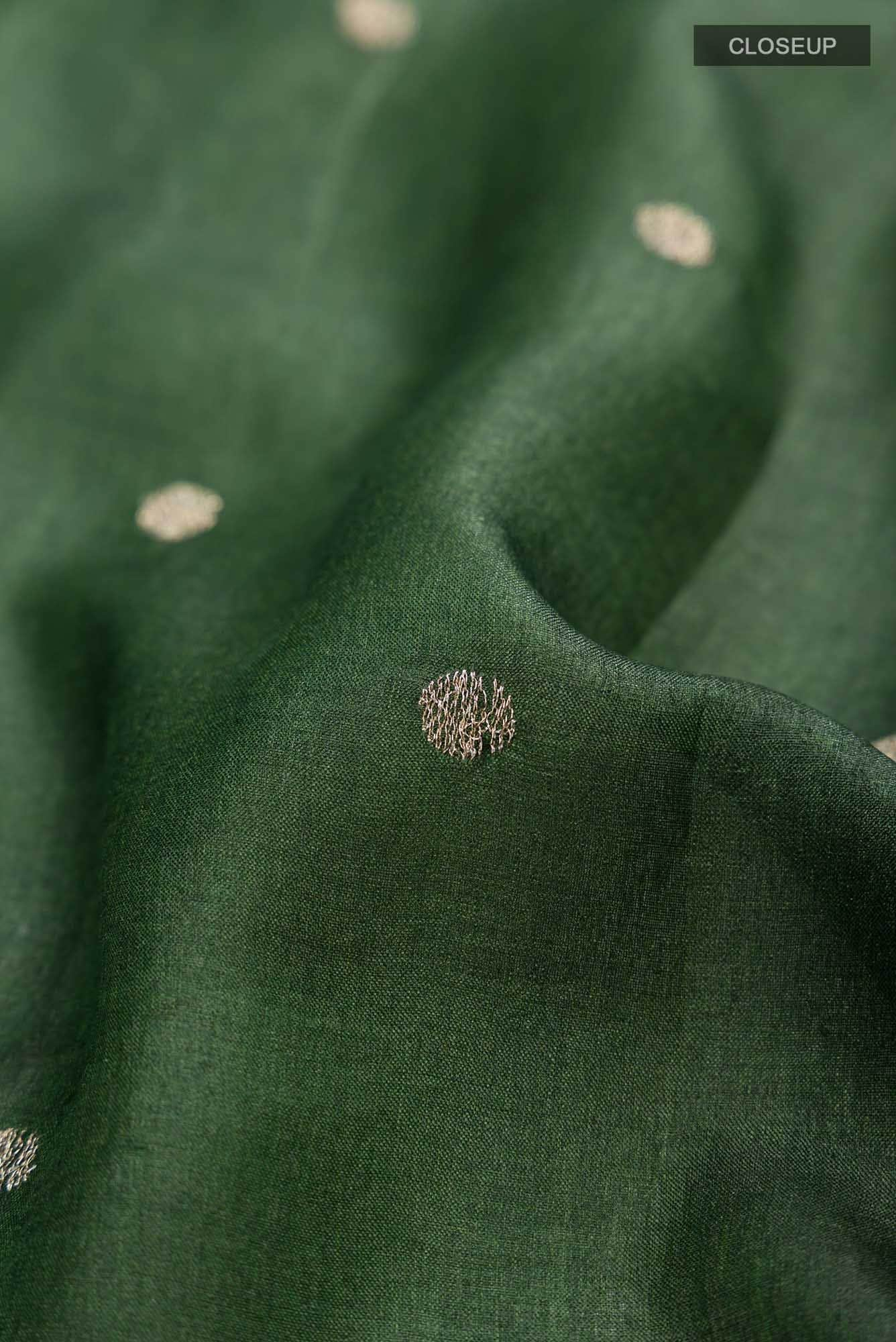 Olive Green Bhagalpuri Tussar Silk Saree